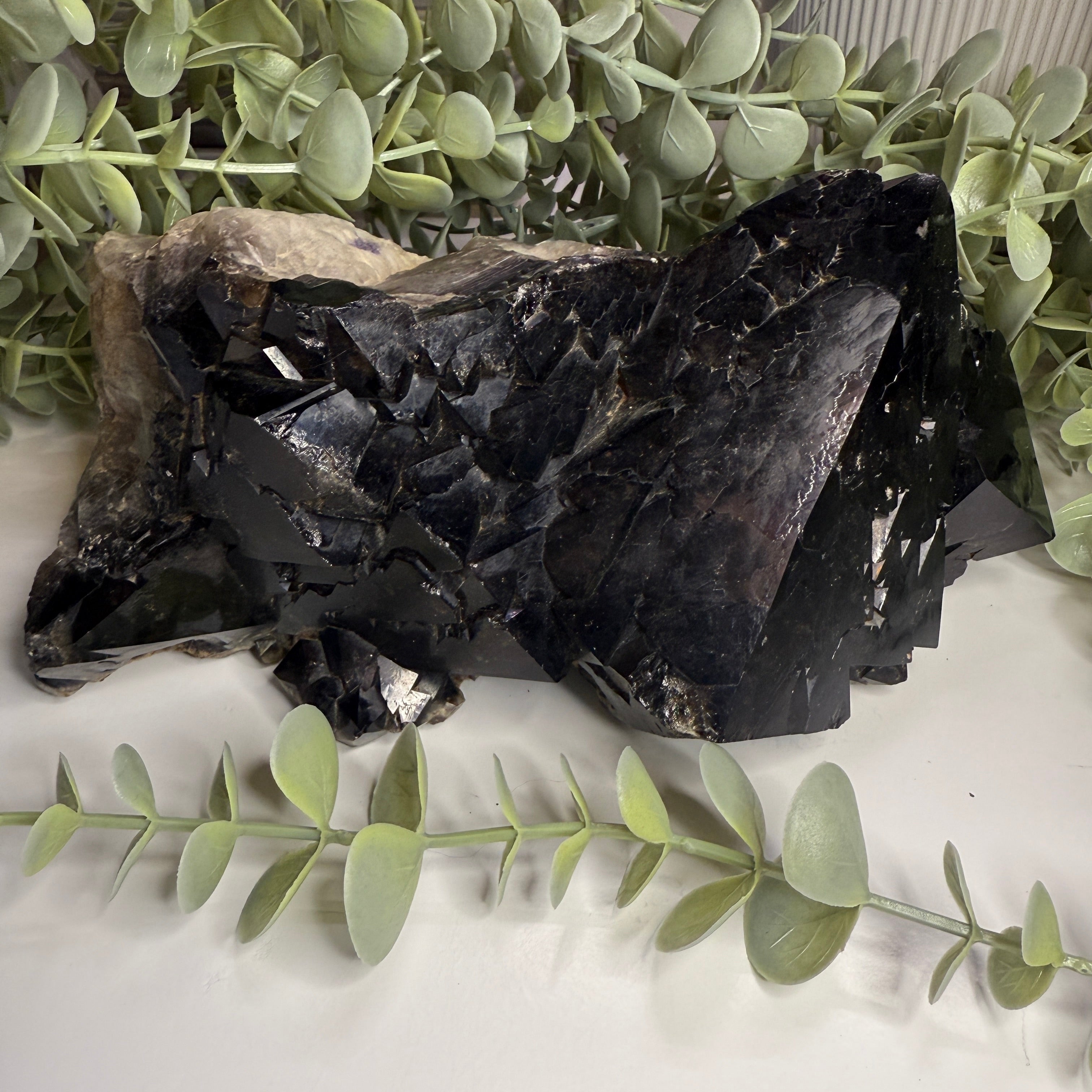 Stunning Extra Large Jumbo Cathedral Gemmy Black Smoky Quartz Point from Brazil