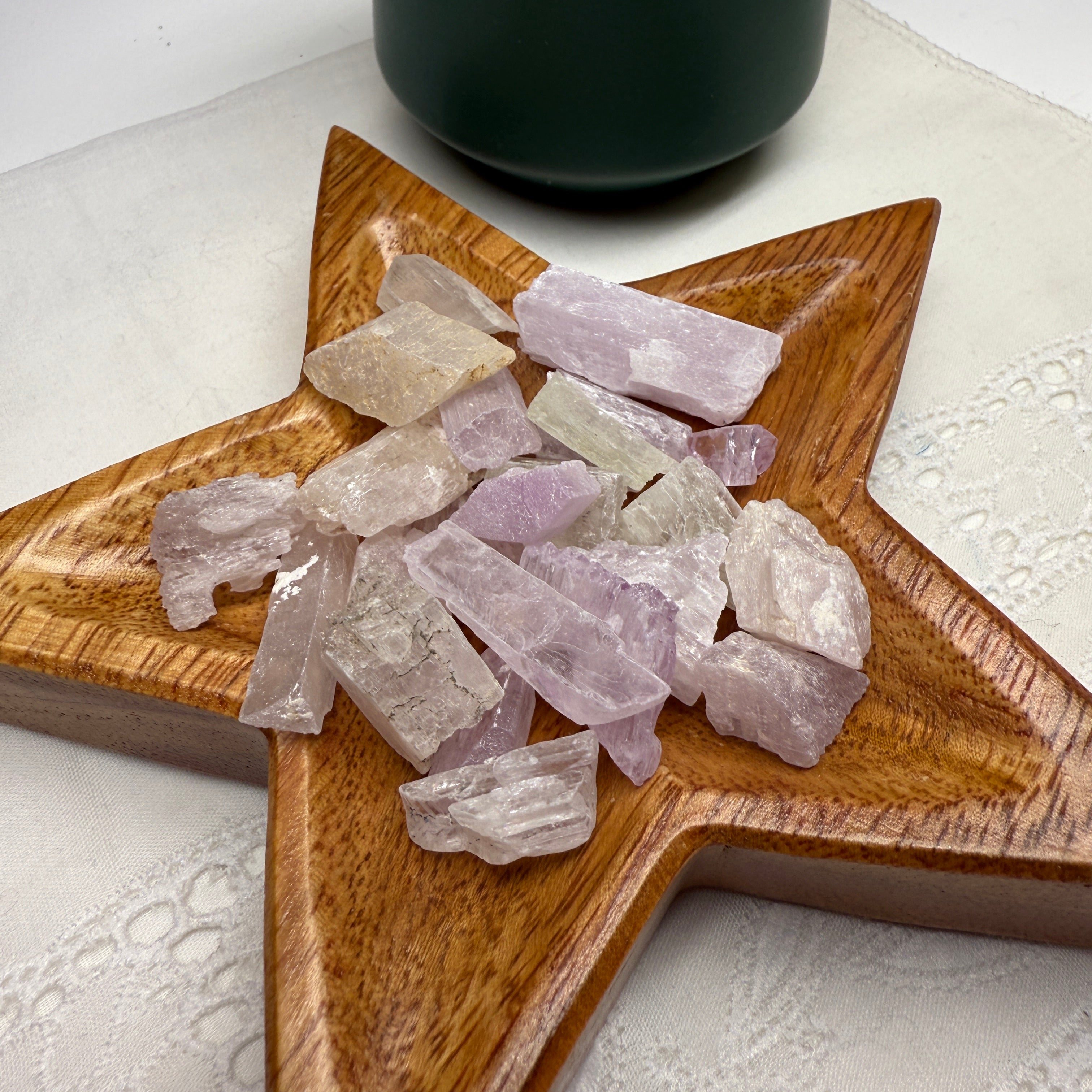 Set of Ten Pink Kunzite and Green Hiddenite, Pakistan