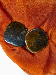 Set of Two Polished Tigers Eye Sliced Gemstones