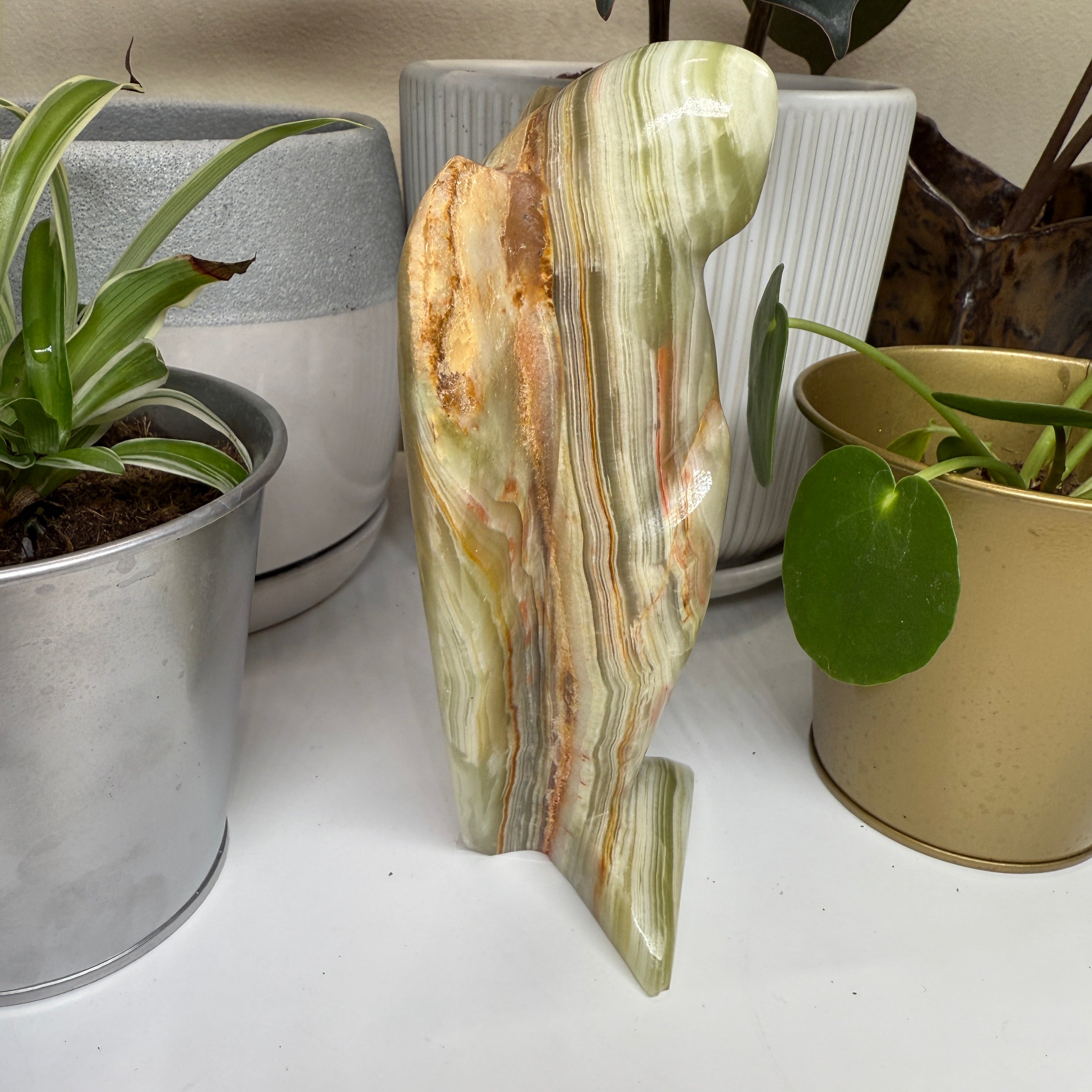 Green Onyx Standing Angel Carving