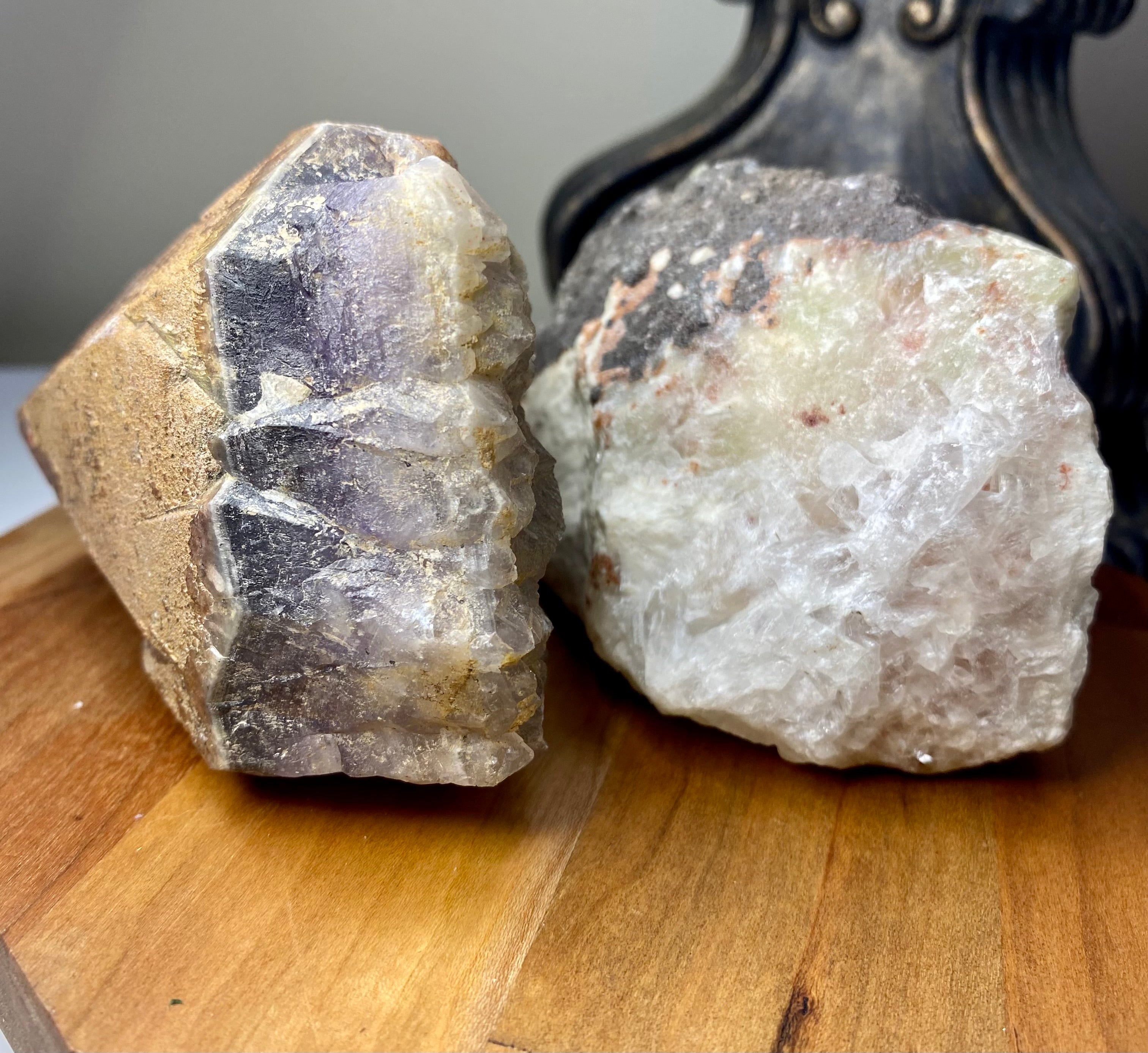 Genuine Gemstone Set of Auralite 23 Natural Point + Raw White Scolecite Chunk