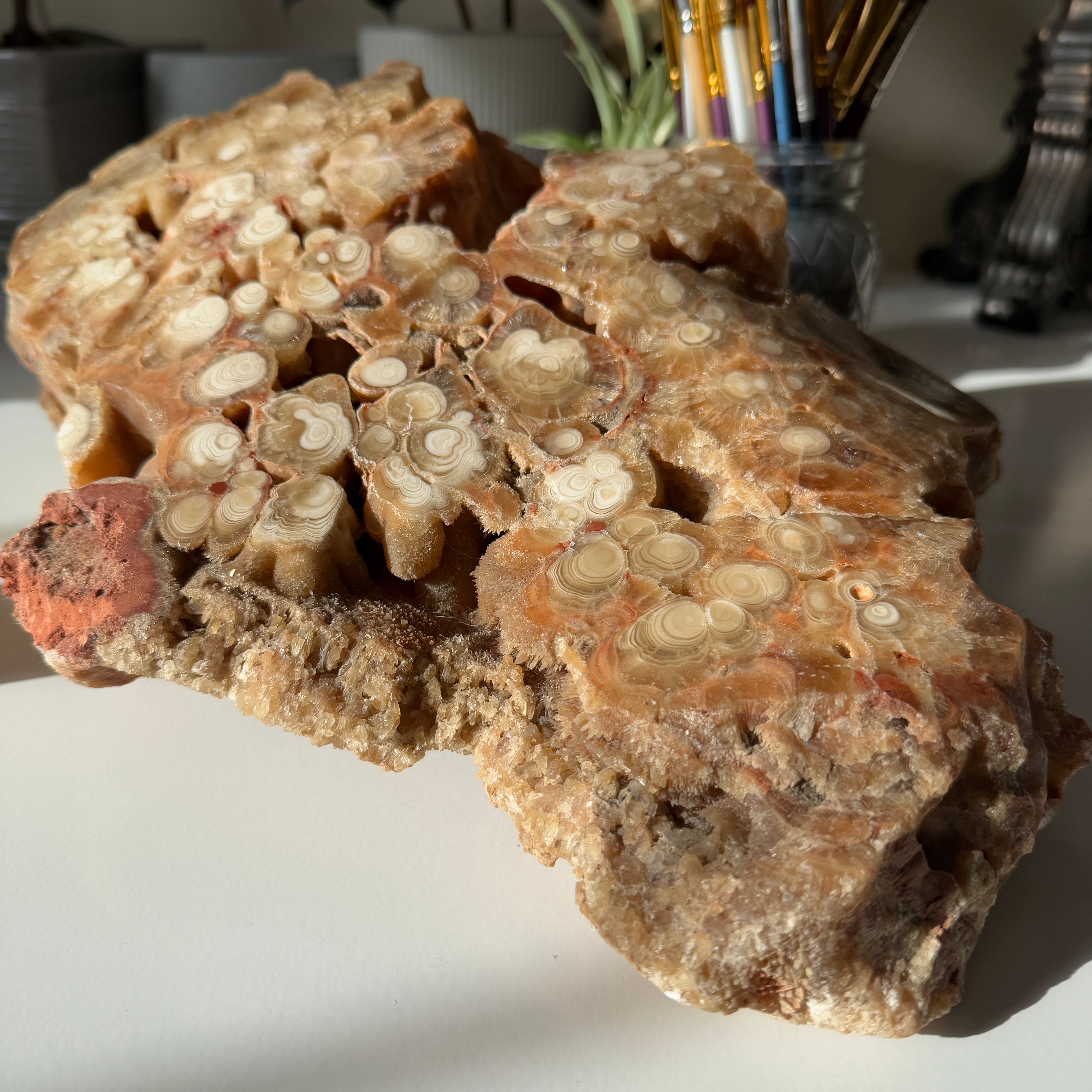 Jumbo Natural Partially Polished Onyx Crystal Display Specimen with Caves