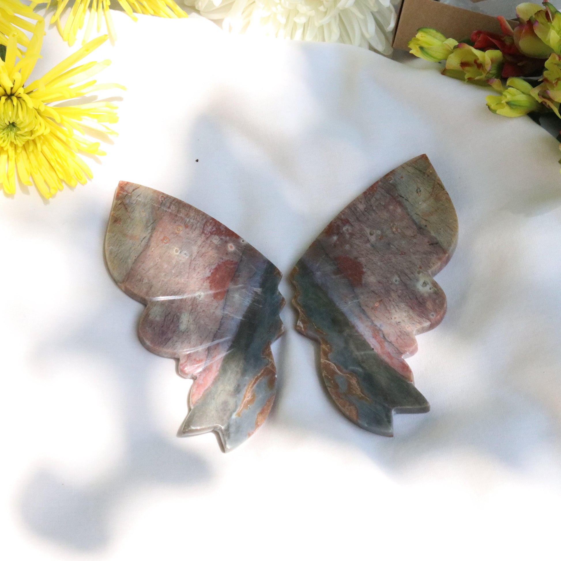 Carved Red Jasper Butterfly Wings from Indonesia~ Root Chakra Energy Flow - Earth Family Crystals