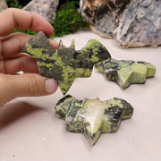 Green Serpentine and Pyrite Bat Carvings from Peru - Earth Family Crystals
