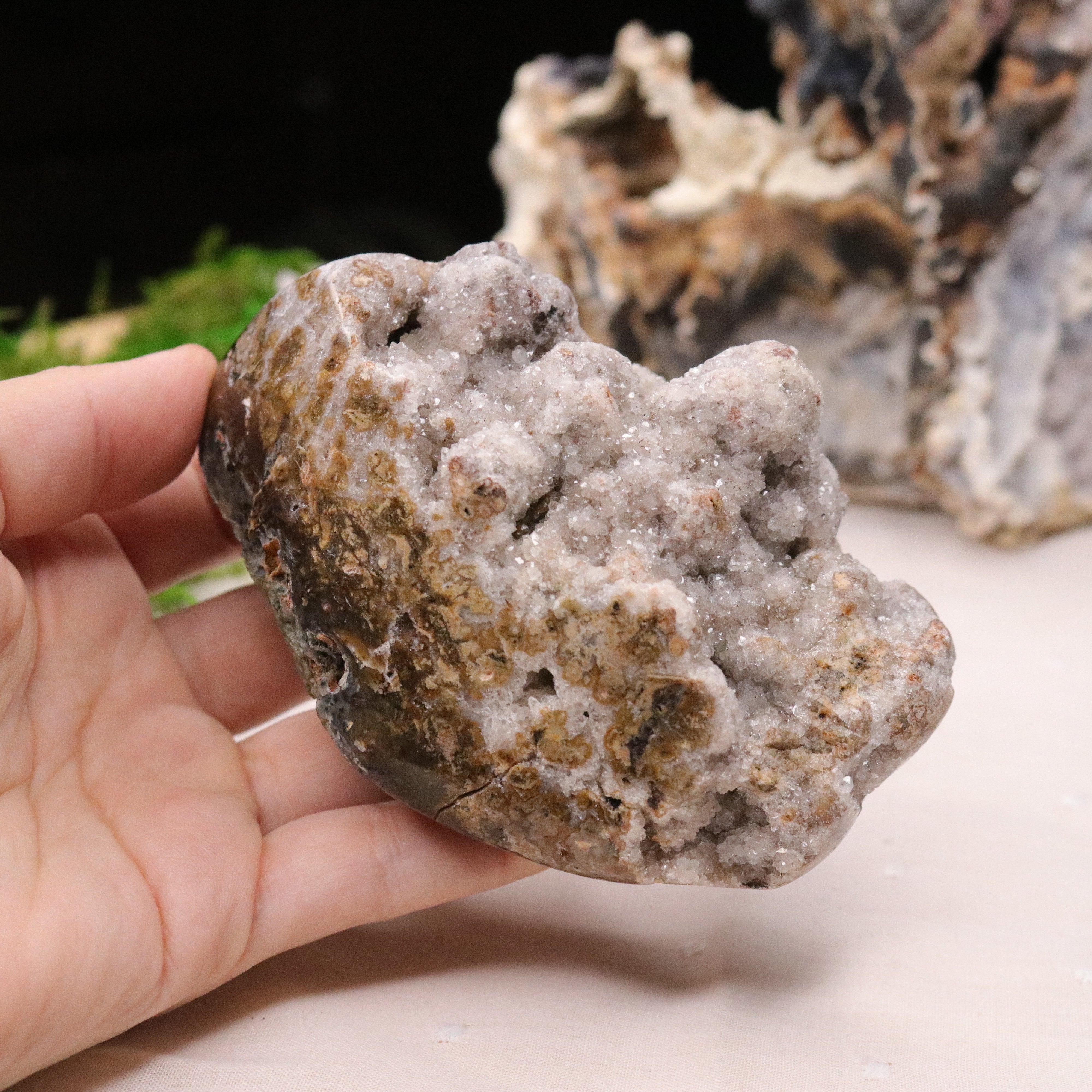 Sparkly Druzy Agate Partially Polished Freeform from Brazil - Earth Family Crystals