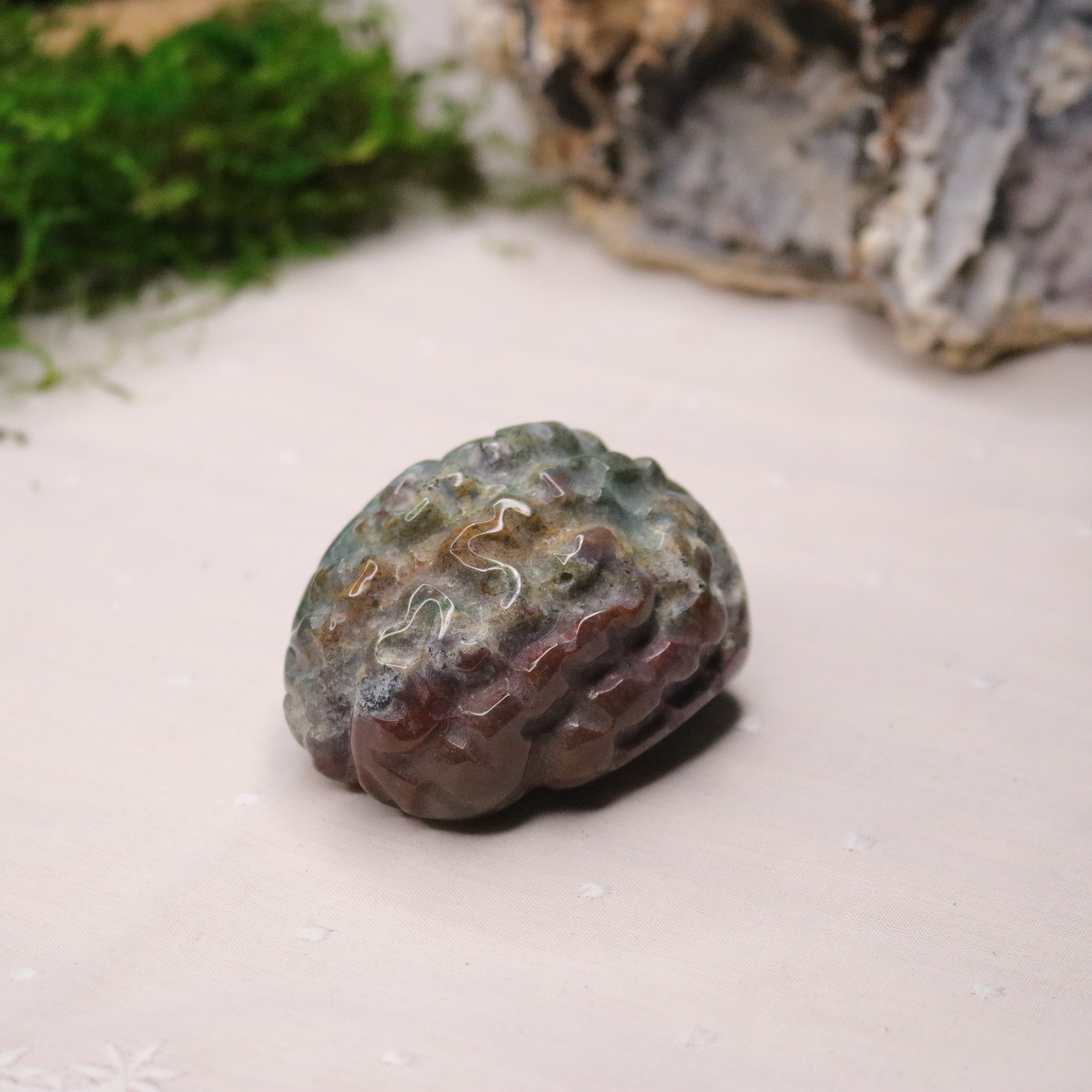 Ocean Jasper Brain Carving - Earth Family Crystals
