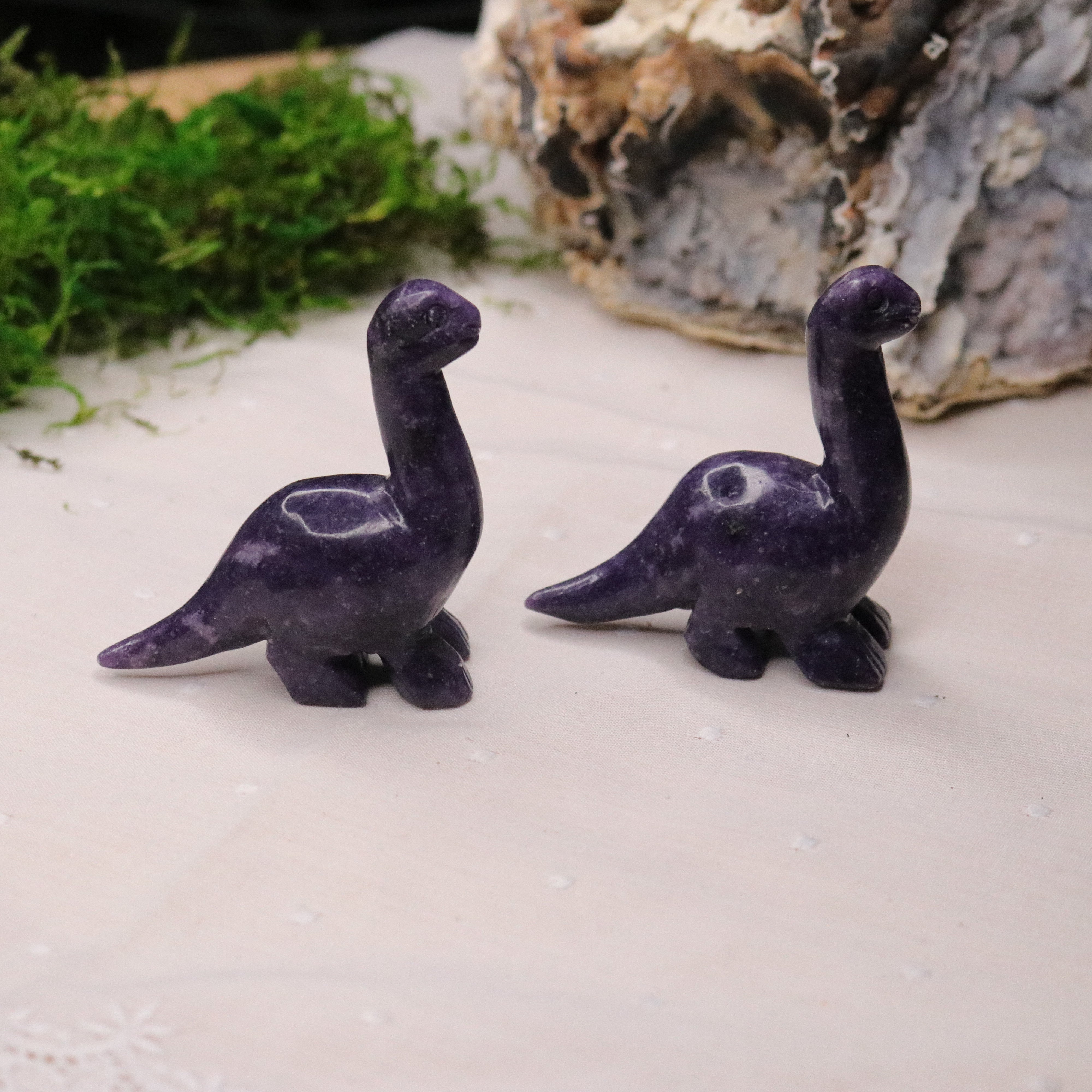 Gentle Dino Carving ~ Deep Dark and Sparkling Lepidolite - Earth Family Crystals