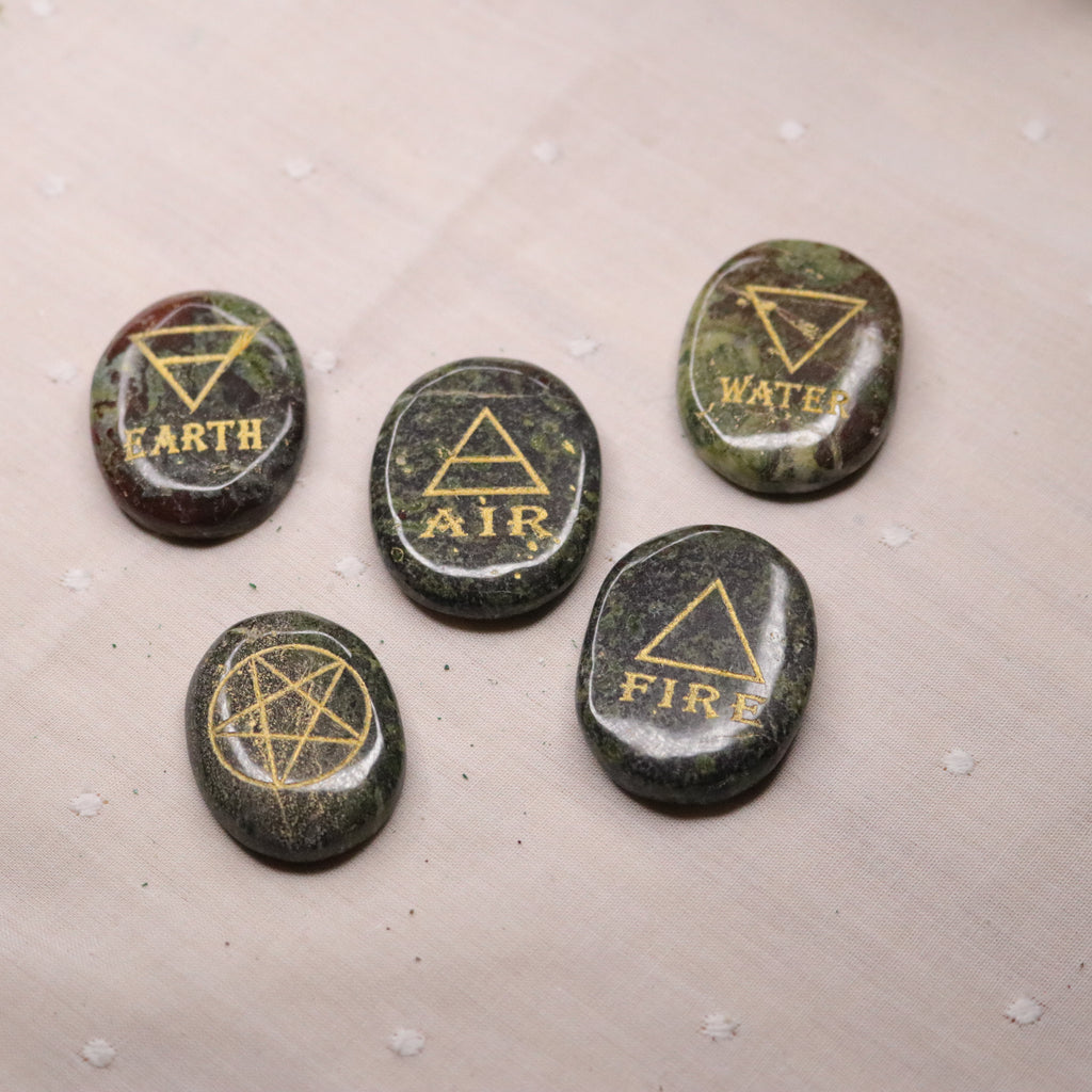 Dragon's Blood Element Stone Set ~ Earth, Air, Fire, Water, Ether - Earth Family Crystals