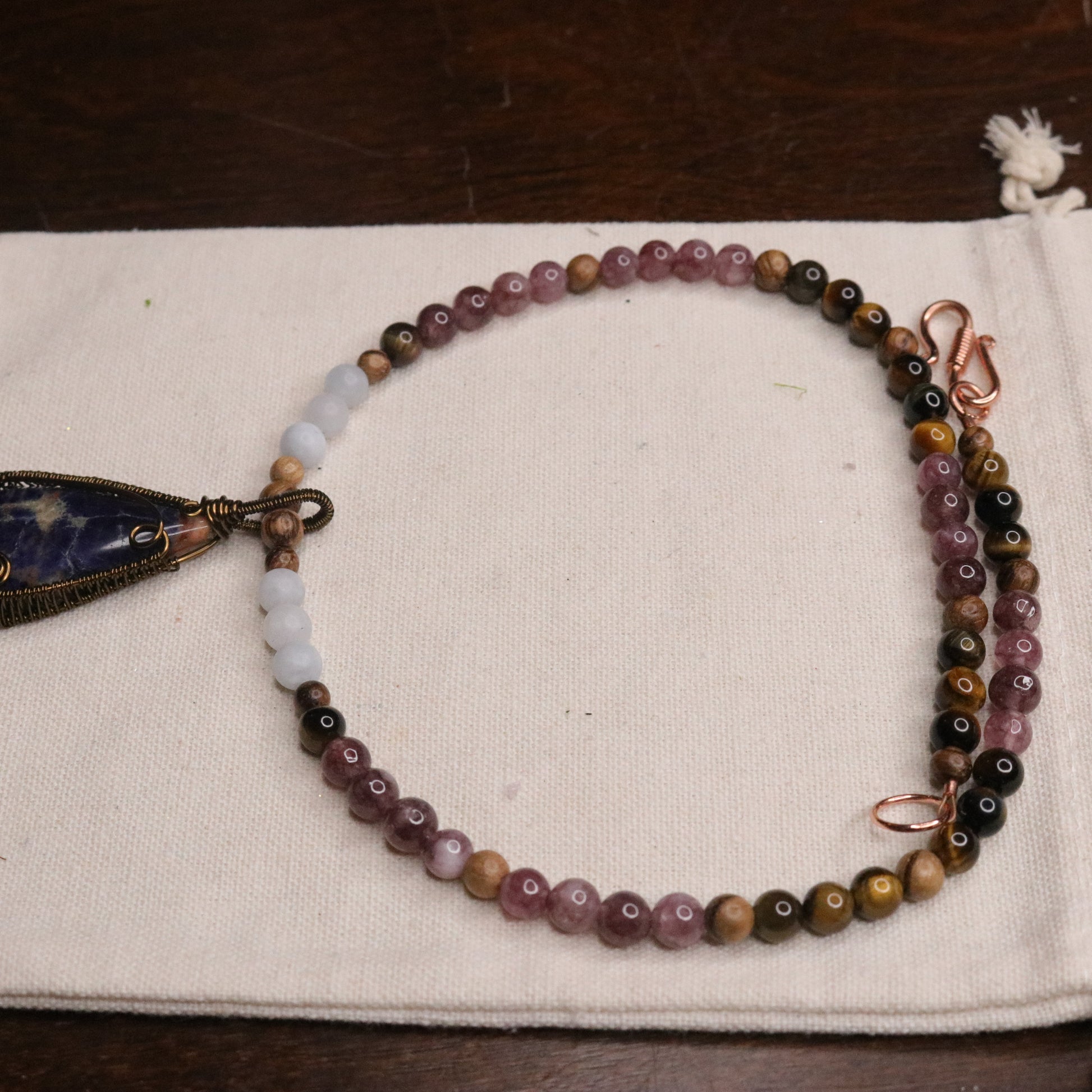 Handmade Beaded Gemstone Necklace~ Sodalite Pendant~ EMF Harmonizing and Radiation Blocking Properties - Earth Family Crystals