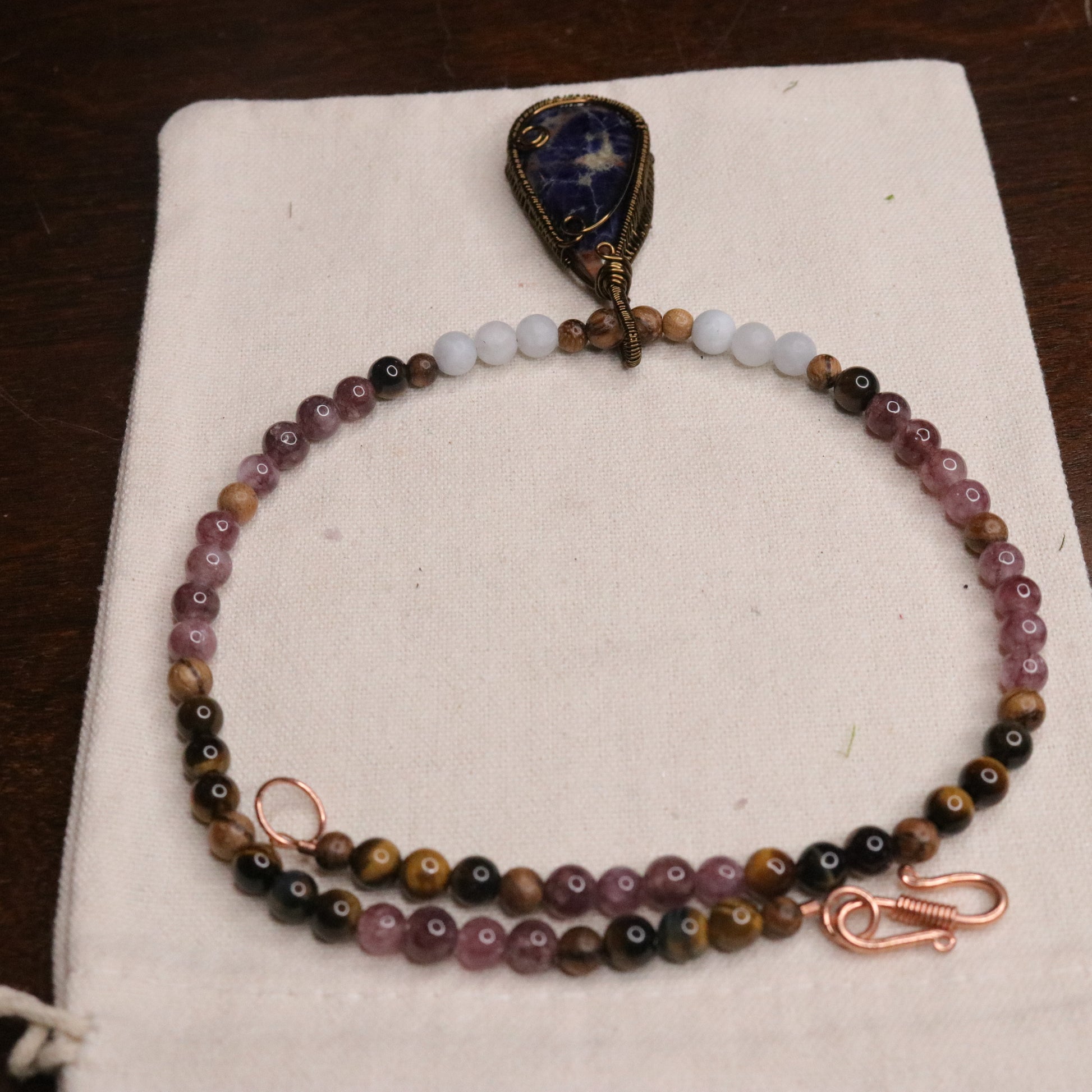 Handmade Beaded Gemstone Necklace~ Sodalite Pendant~ EMF Harmonizing and Radiation Blocking Properties - Earth Family Crystals