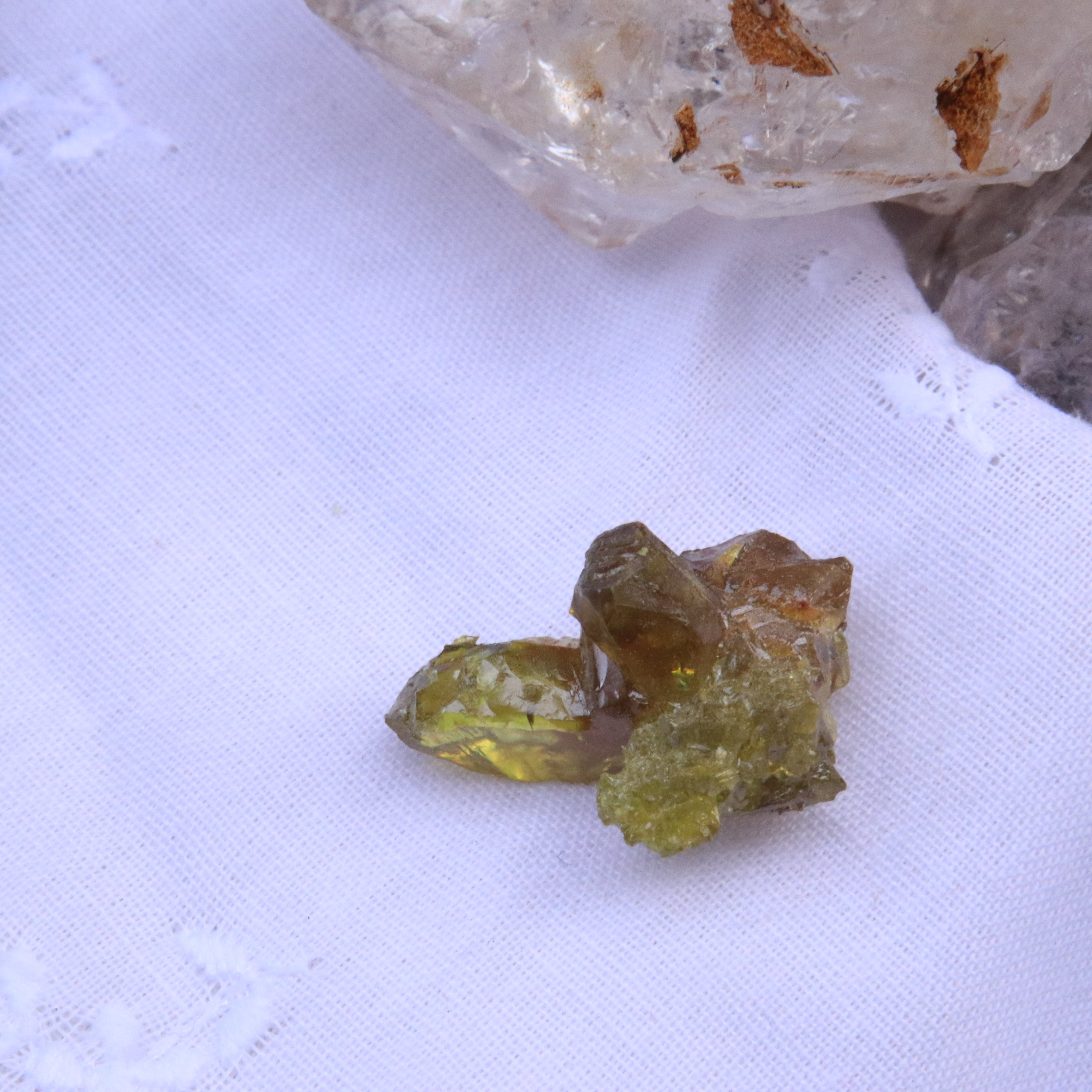 Golden Green Rare Zincite Crystal Cluster