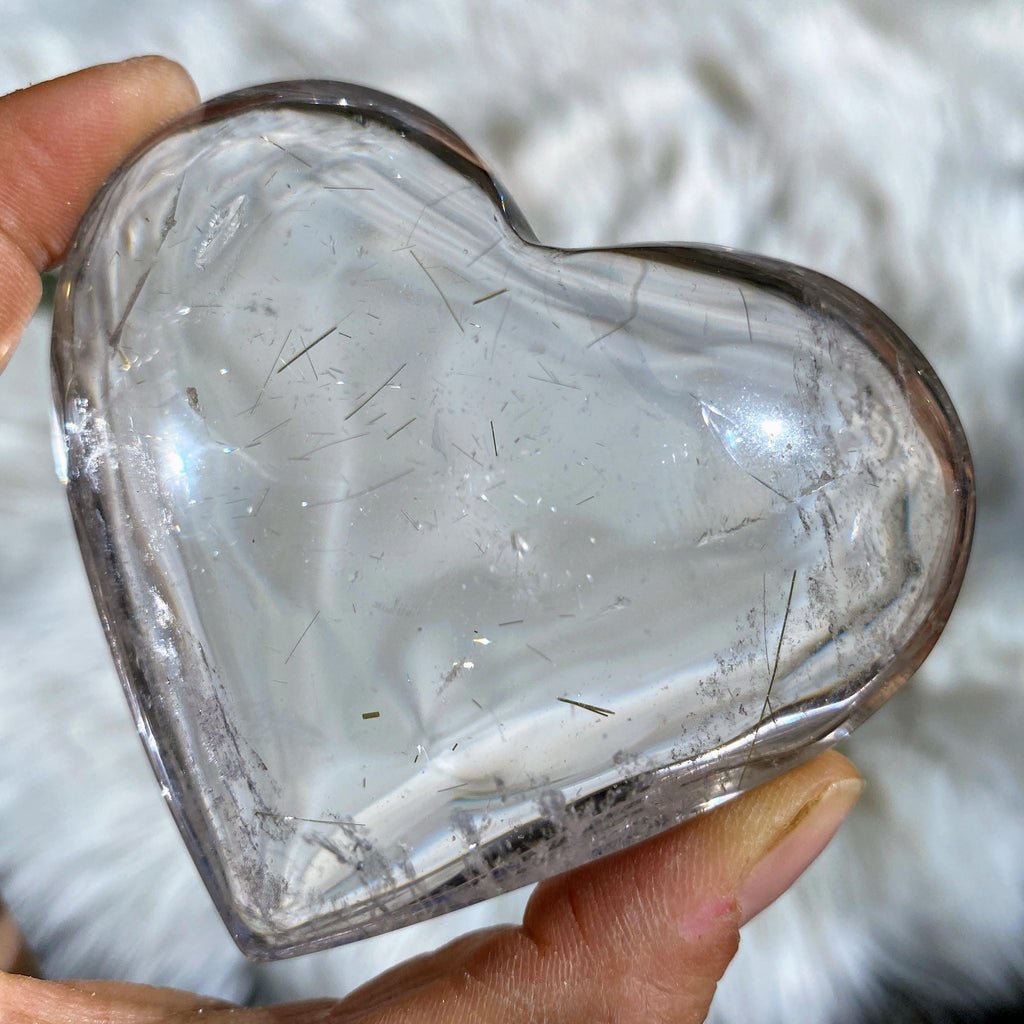 Gorgeous Clarity! Rutilated Quartz Puffy Heart Carving From Brazil - Earth Family Crystals