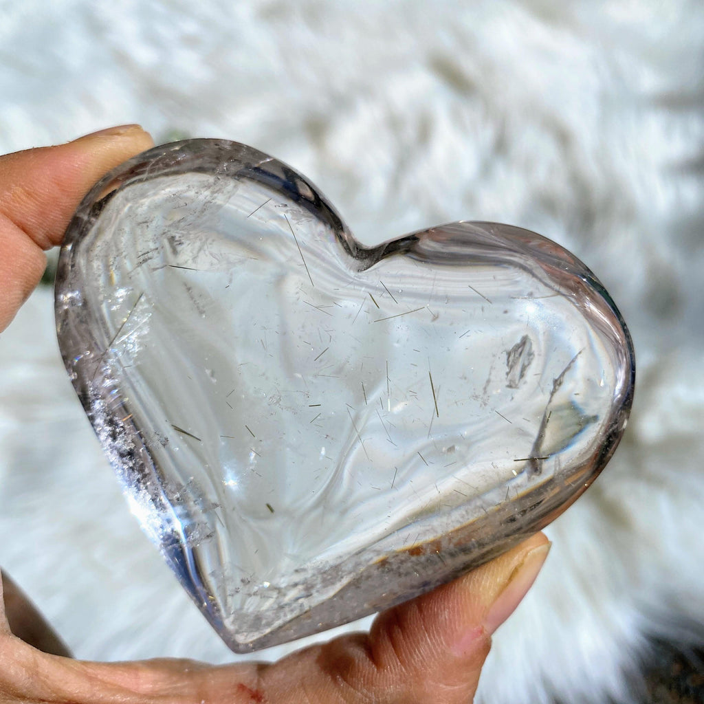 Gorgeous Clarity! Rutilated Quartz Puffy Heart Carving From Brazil - Earth Family Crystals