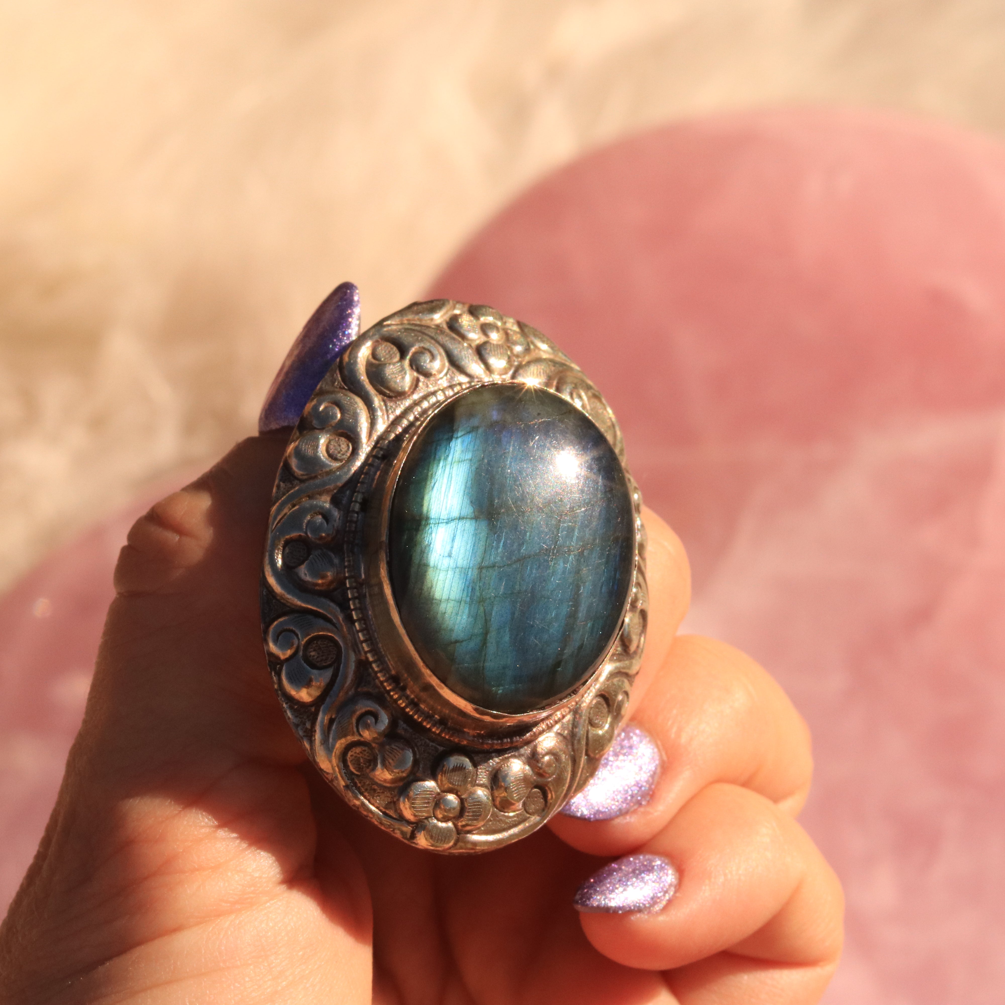 Gorgeous Flashy Labradorite Mystic Goddess Ring ~ Adjustable for All Sizes
