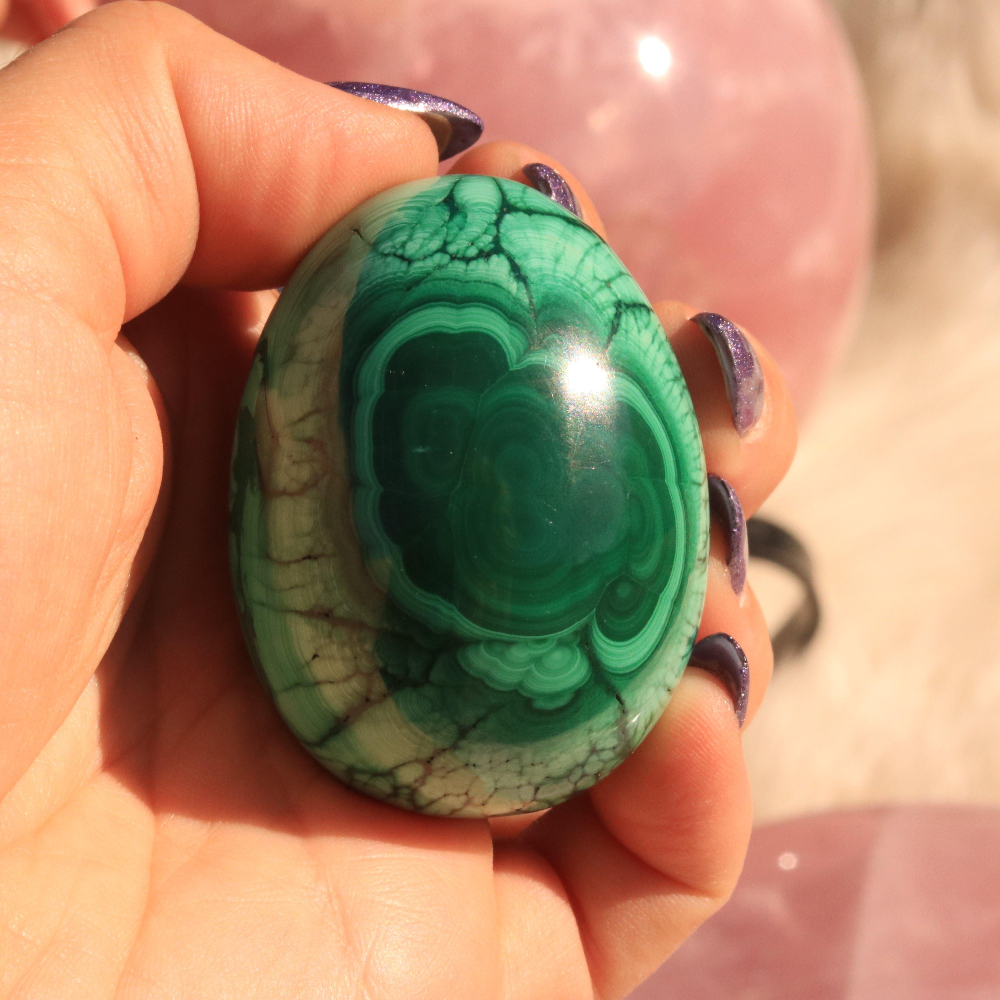 Green Malachite Egg Carving (Large) from Congo