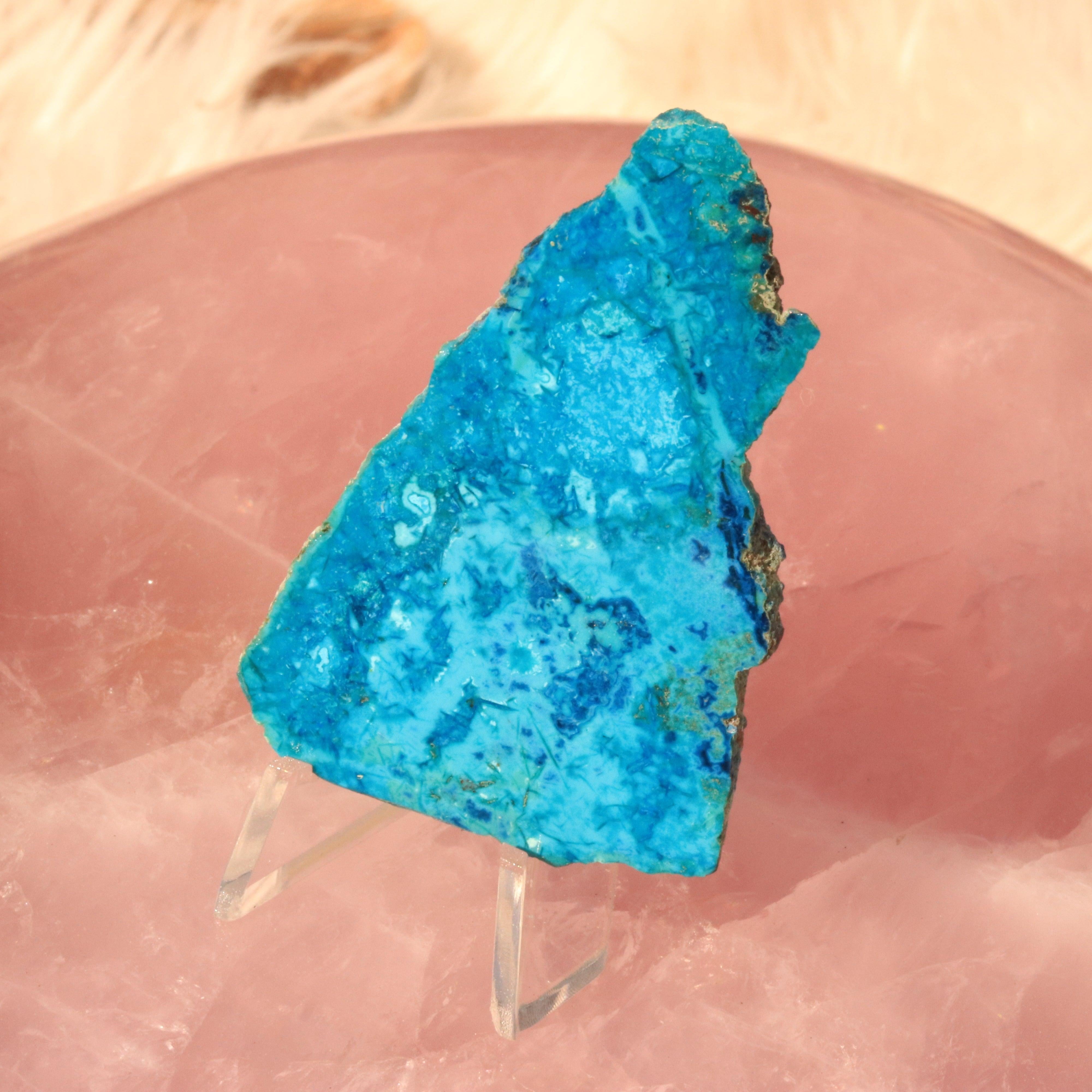 Gorgeous Blue Chrysocolla with Shattuckite Polished Slice, Locale Mexico