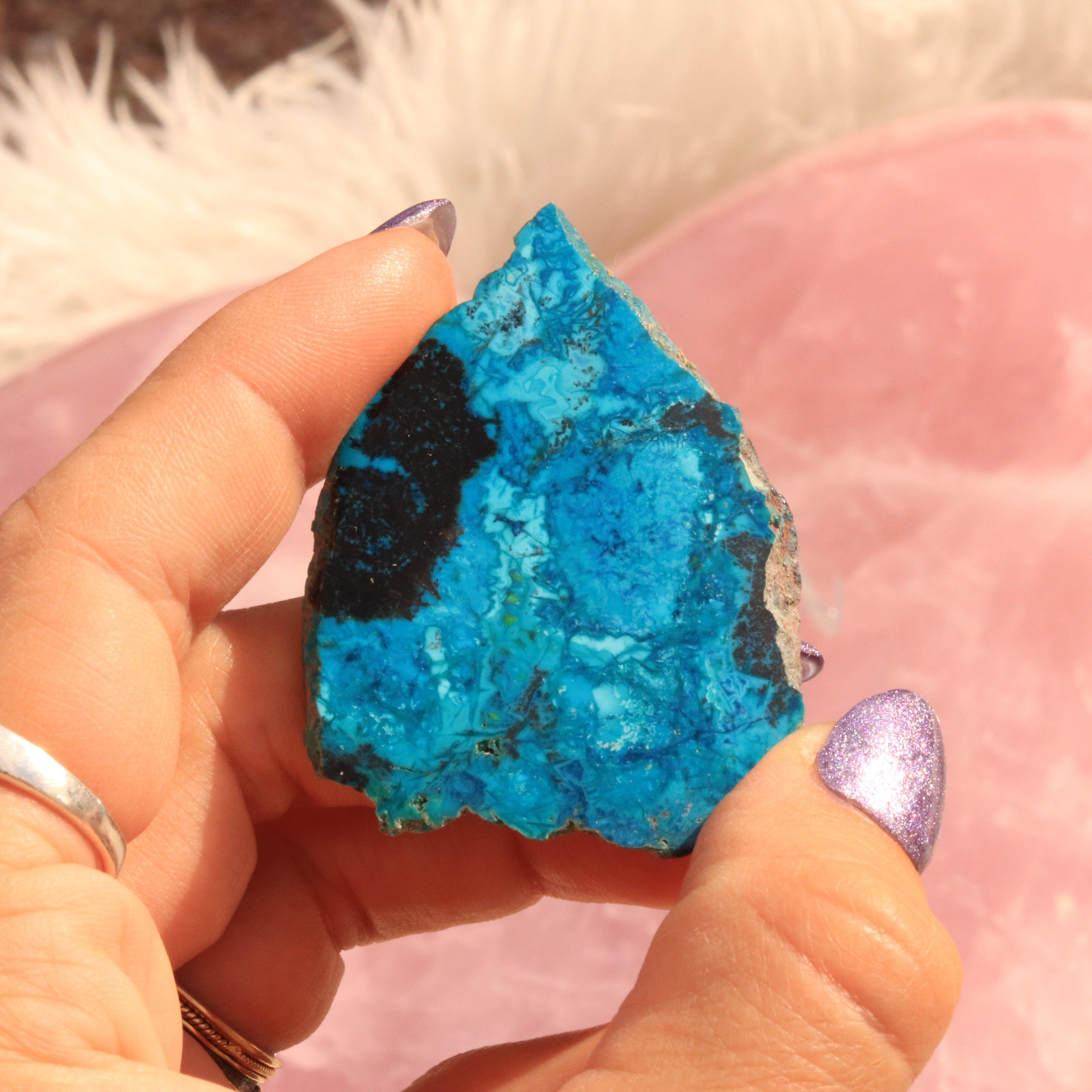 Deep Blue Chrysocolla and Shattuckite Slice - Mexico