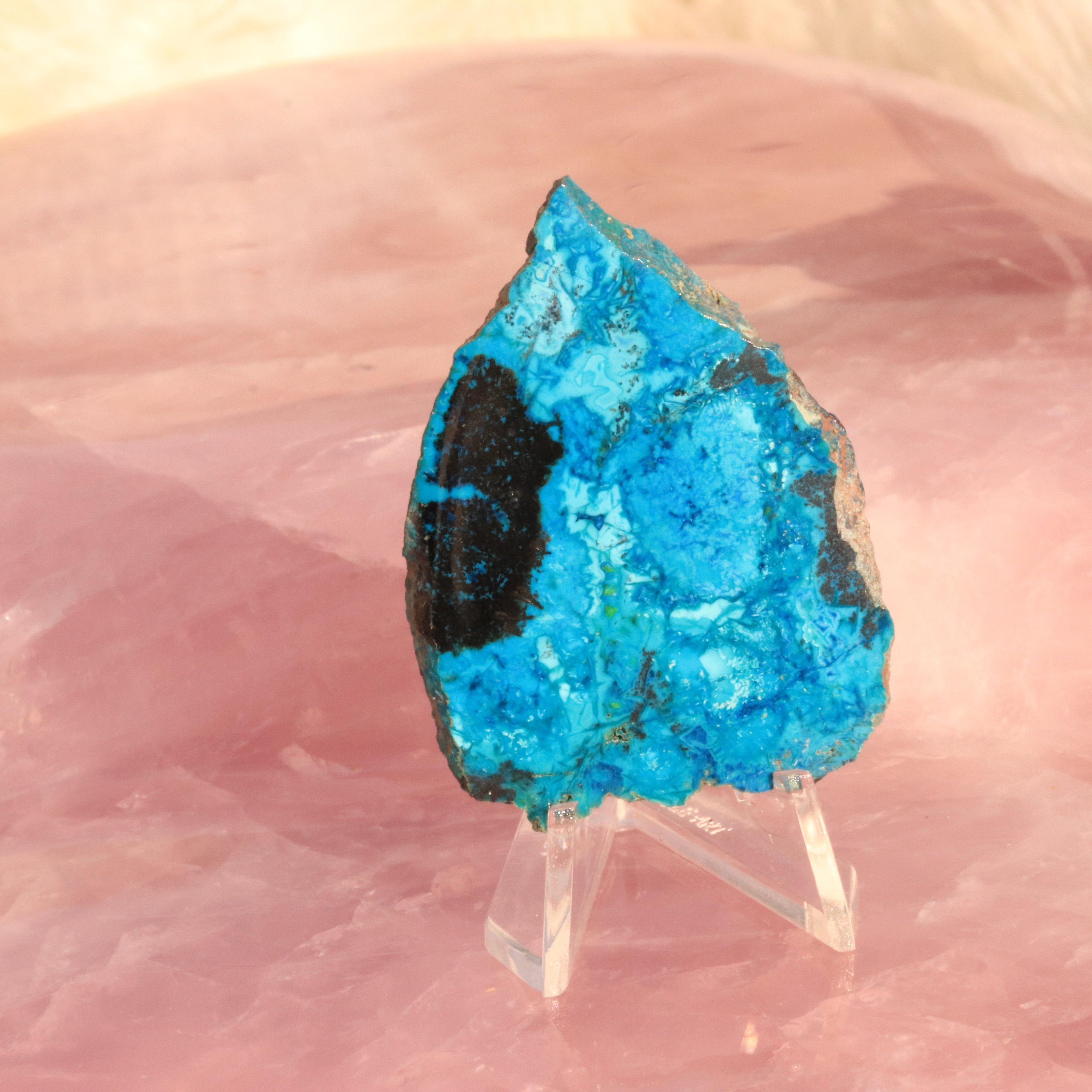 Deep Blue Chrysocolla and Shattuckite Slice - Mexico