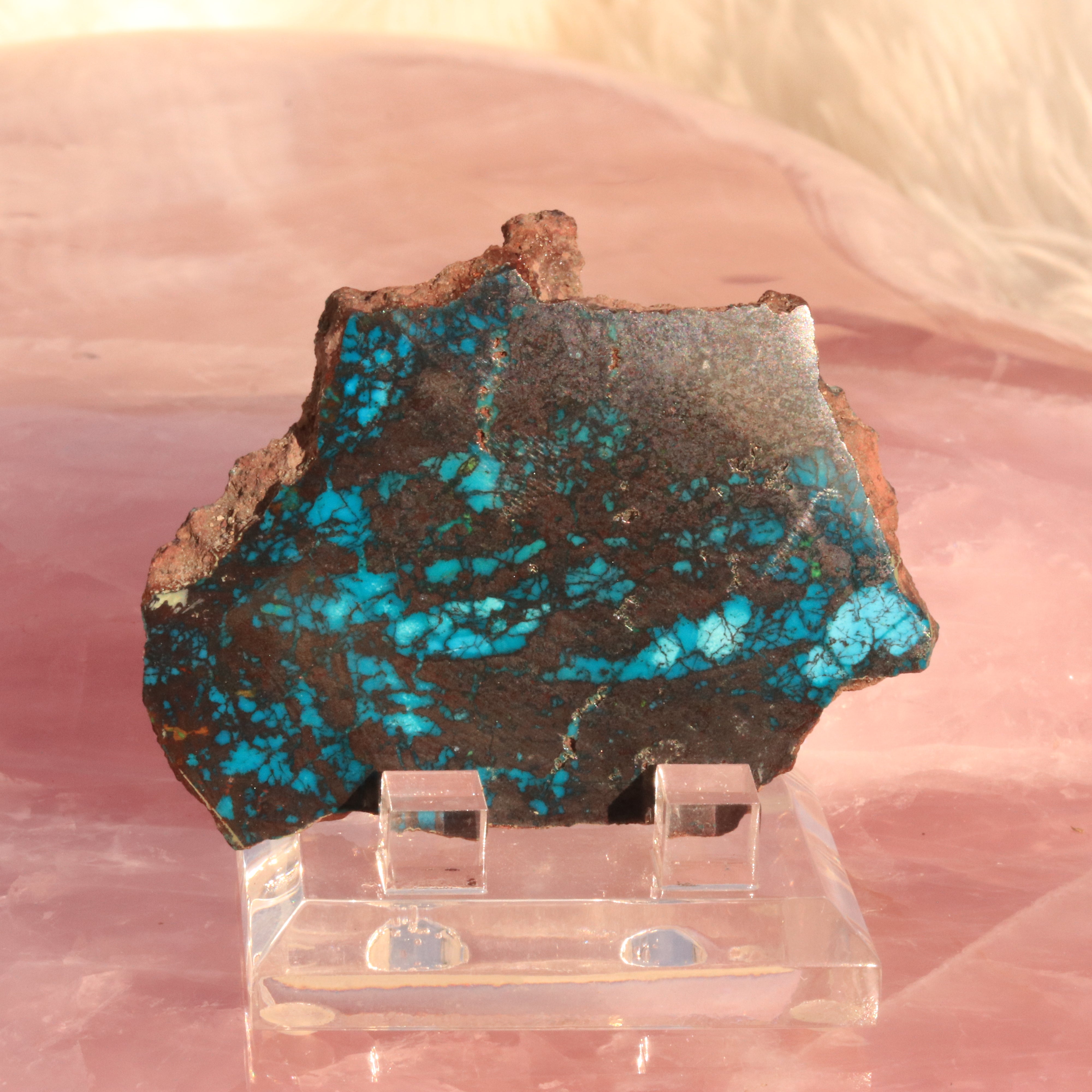 Polished  Shattuckite and Chrysocolla Slice, Locale Mexico