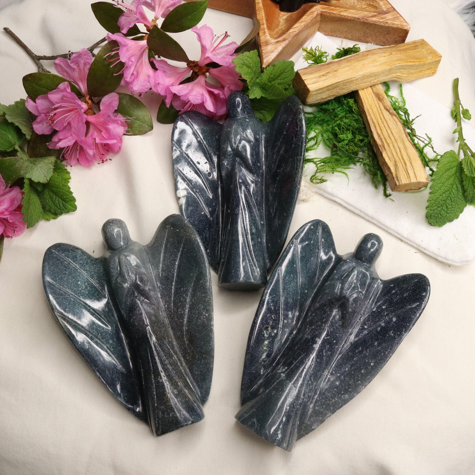 Large Grape Agate Angel ~ Fairy Carvings ~ Polished - Earth Family Crystals