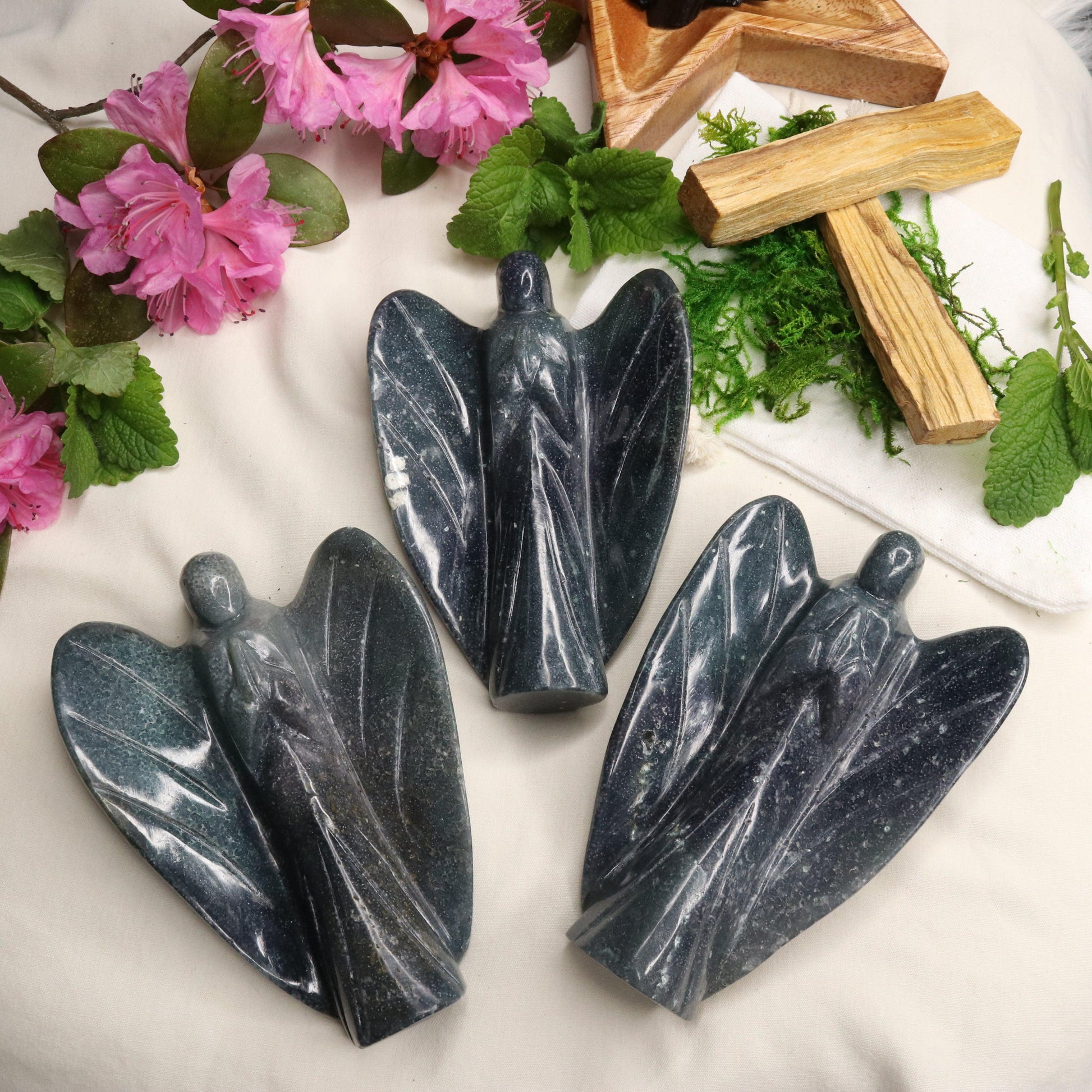 Large Grape Agate Angel ~ Fairy Carvings ~ Polished - Earth Family Crystals