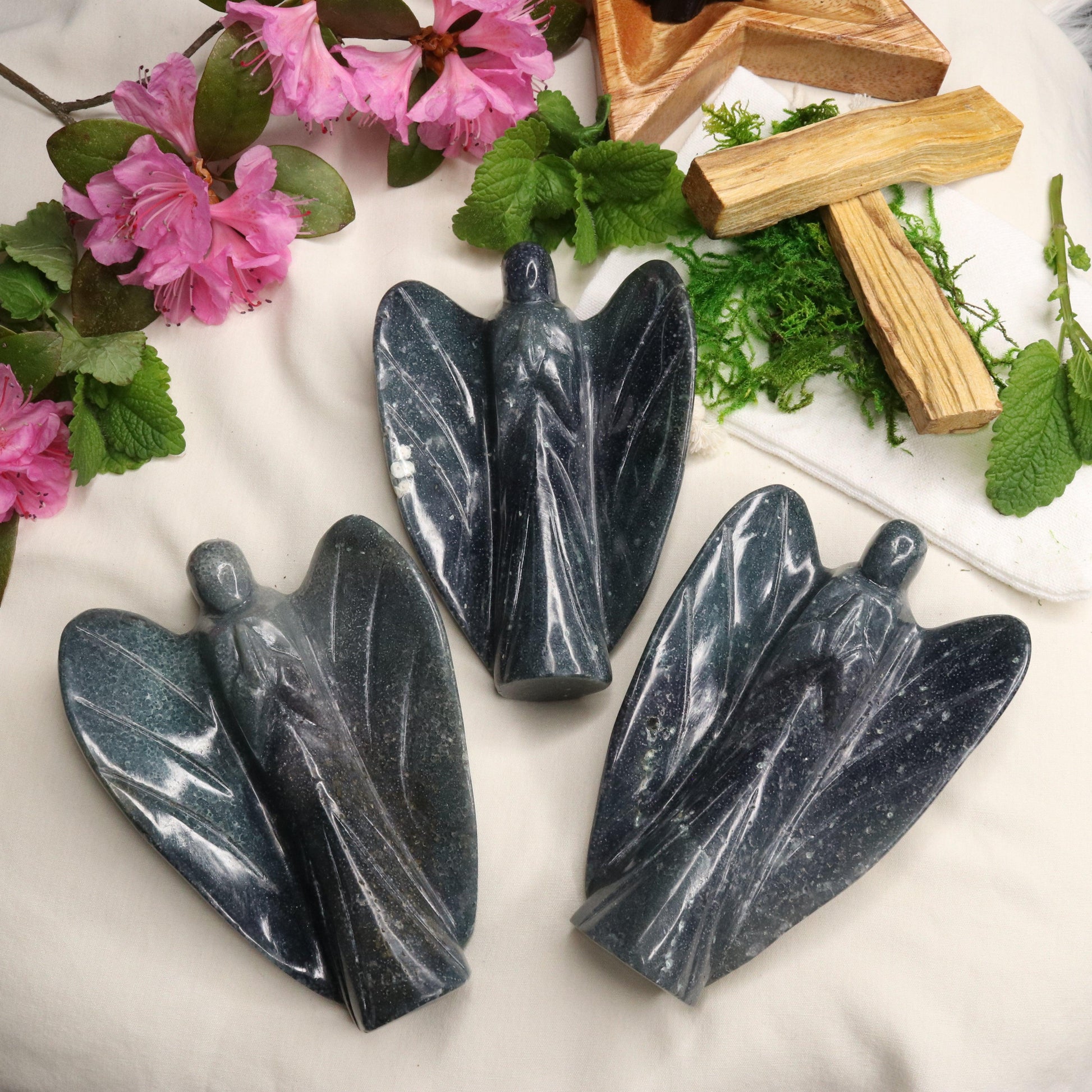 Large Grape Agate Angel ~ Fairy Carvings ~ Polished - Earth Family Crystals