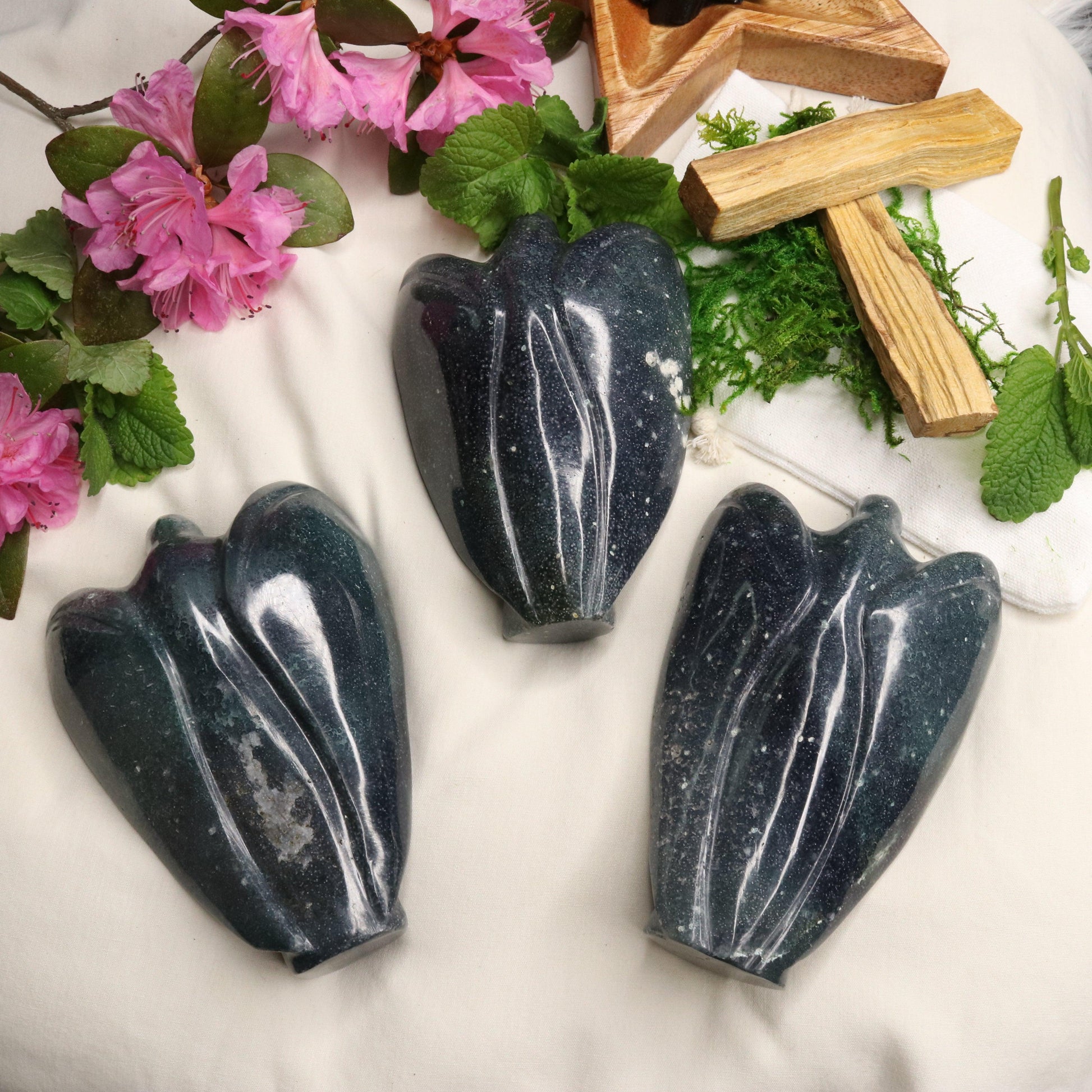 Large Grape Agate Angel ~ Fairy Carvings ~ Polished - Earth Family Crystals