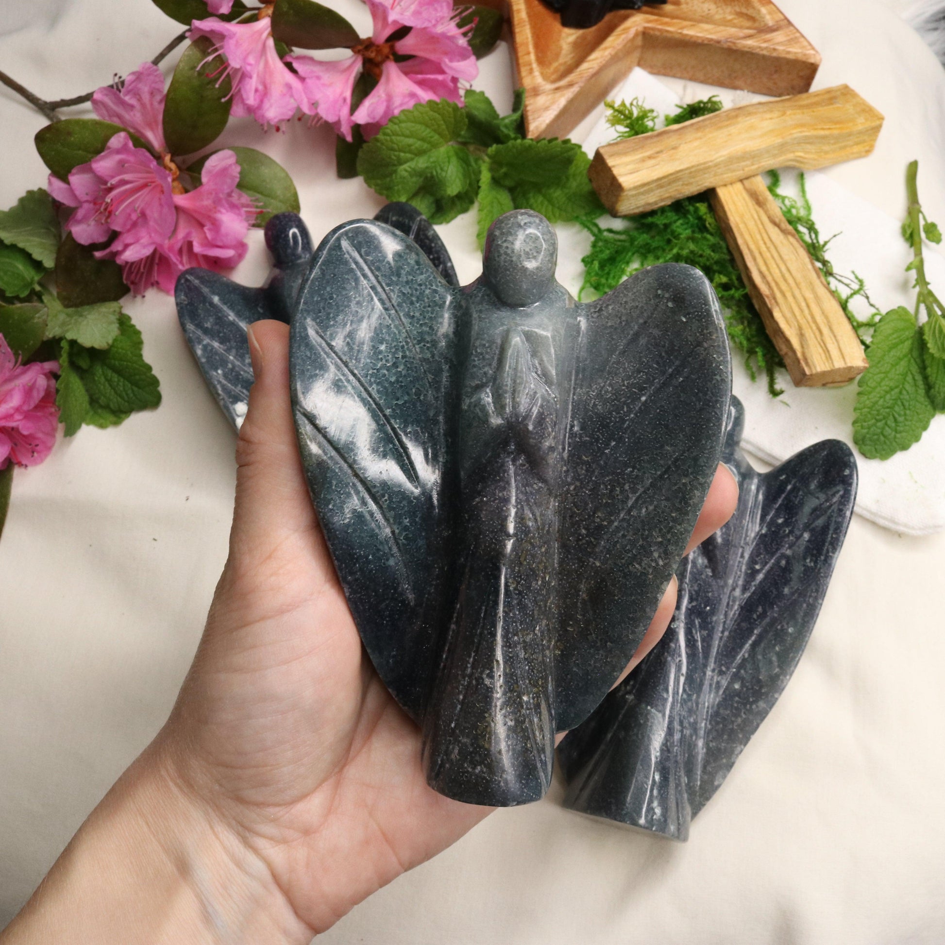 Large Grape Agate Angel ~ Fairy Carvings ~ Polished - Earth Family Crystals