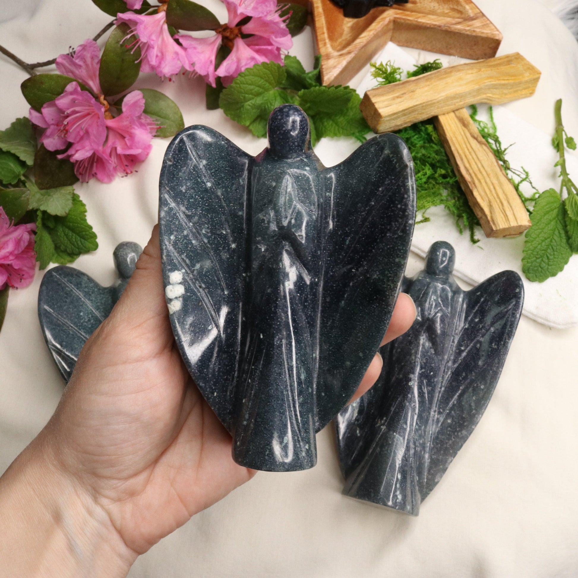 Large Grape Agate Angel ~ Fairy Carvings ~ Polished - Earth Family Crystals