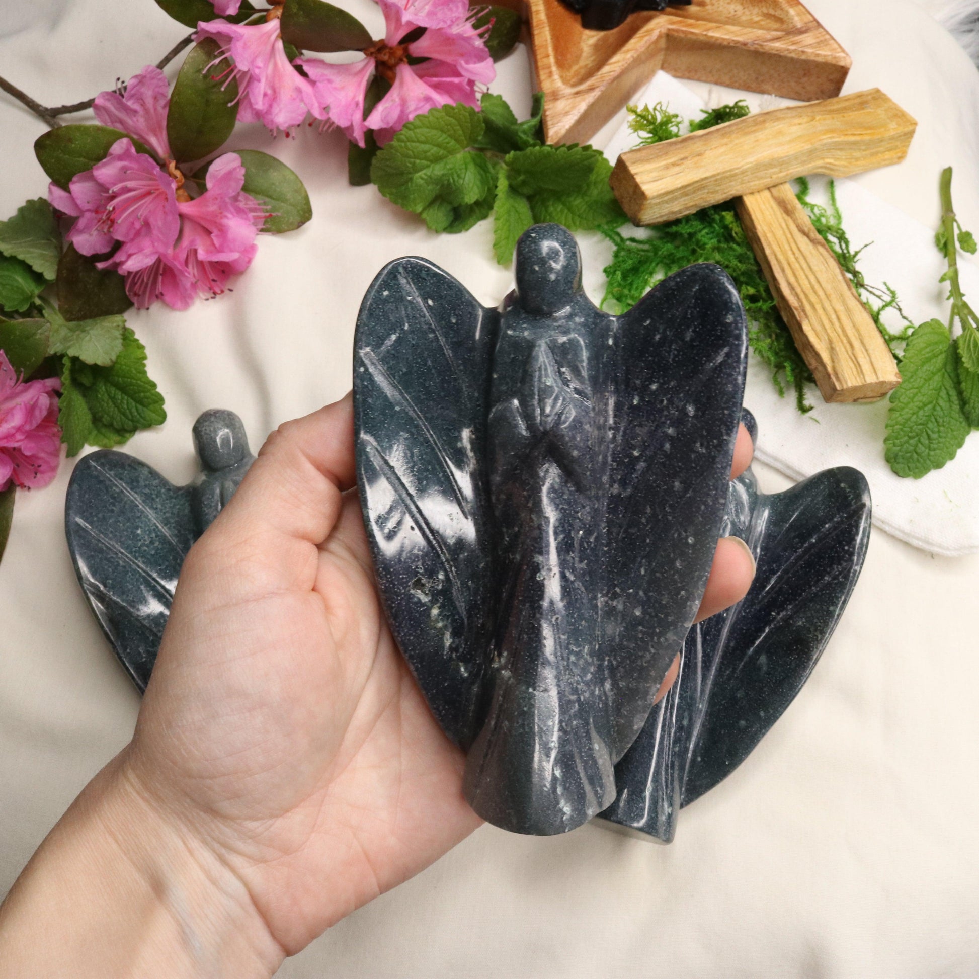 Large Grape Agate Angel ~ Fairy Carvings ~ Polished - Earth Family Crystals