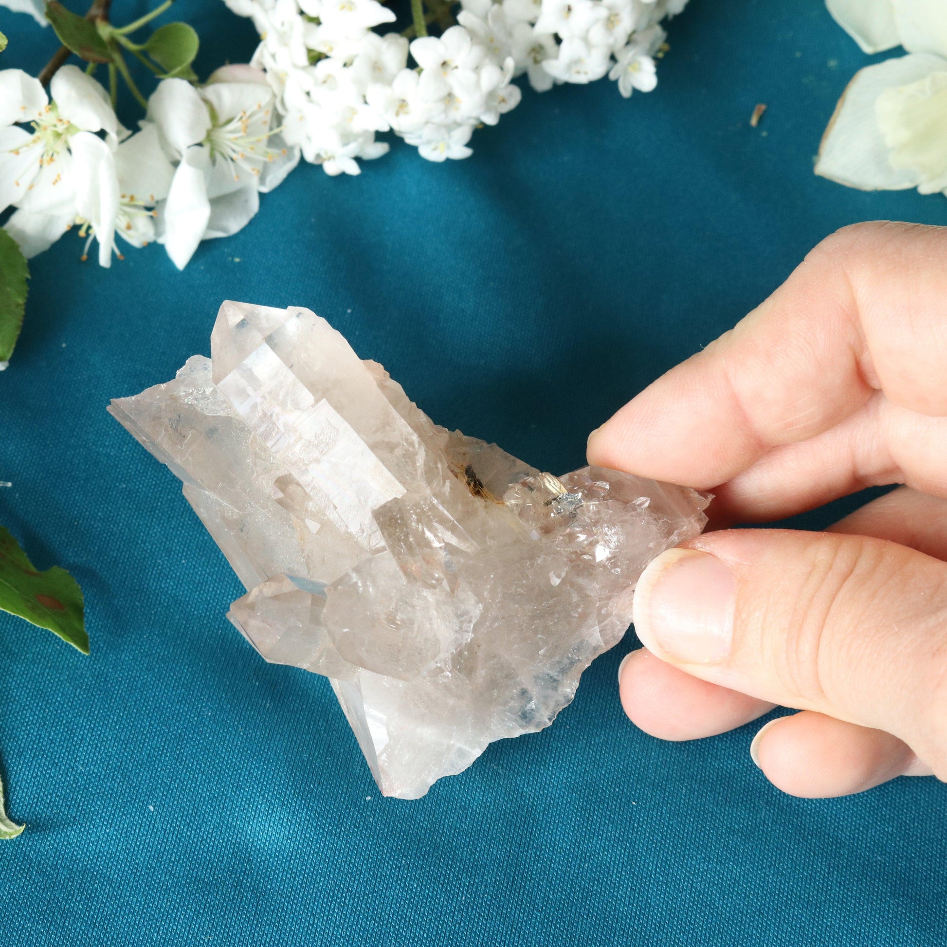 Rutilated Smoky Quartz Cluster Specimen with GORGEOUS Golden Rutile Inclusion - Earth Family Crystals