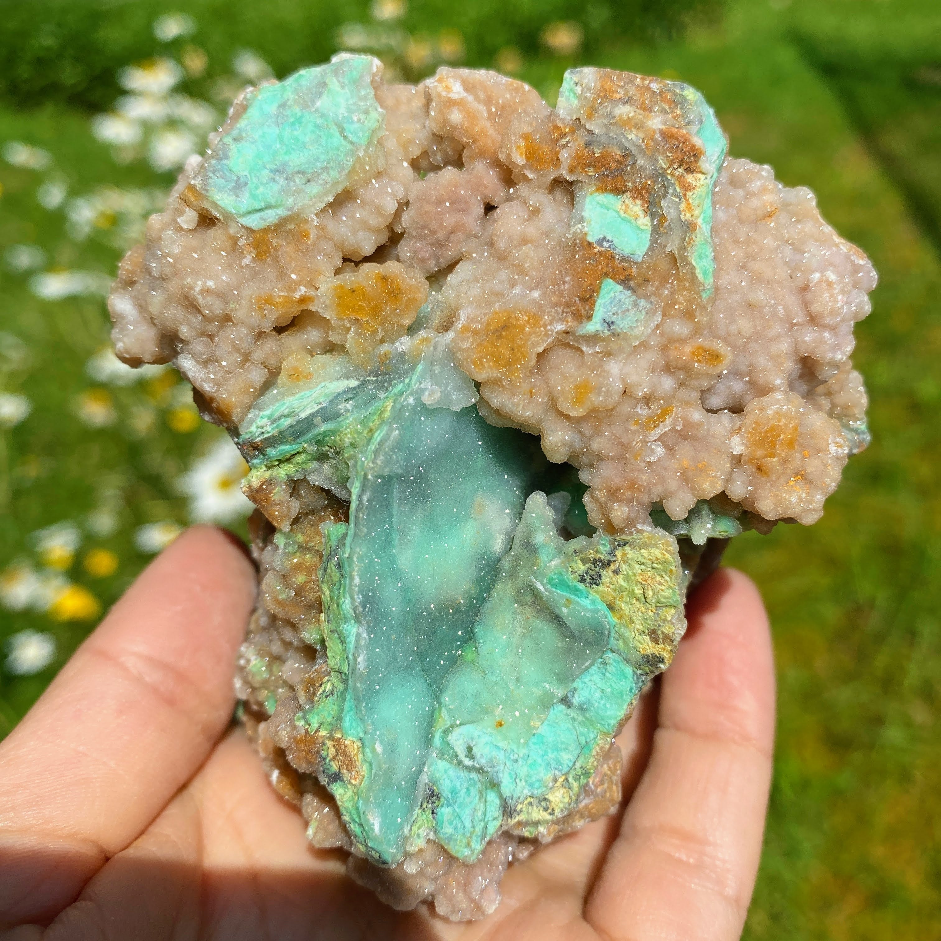 NEW RARE FIND! Pink & Green Chunky XL Sparkling Chalcedony Natural Specimen #1 - Earth Family Crystals