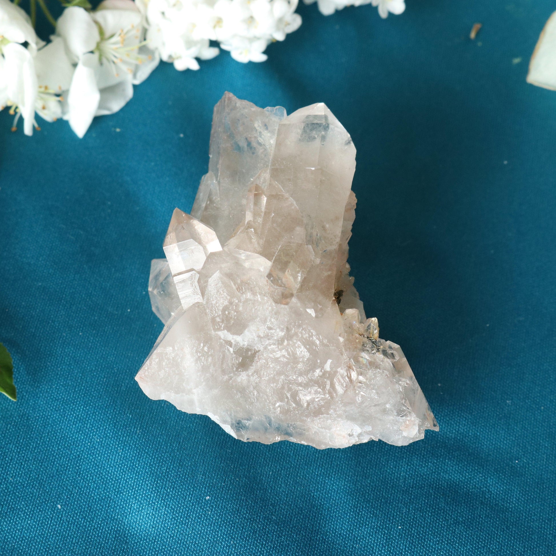 Rutilated Smoky Quartz Cluster Specimen with GORGEOUS Golden Rutile Inclusion - Earth Family Crystals