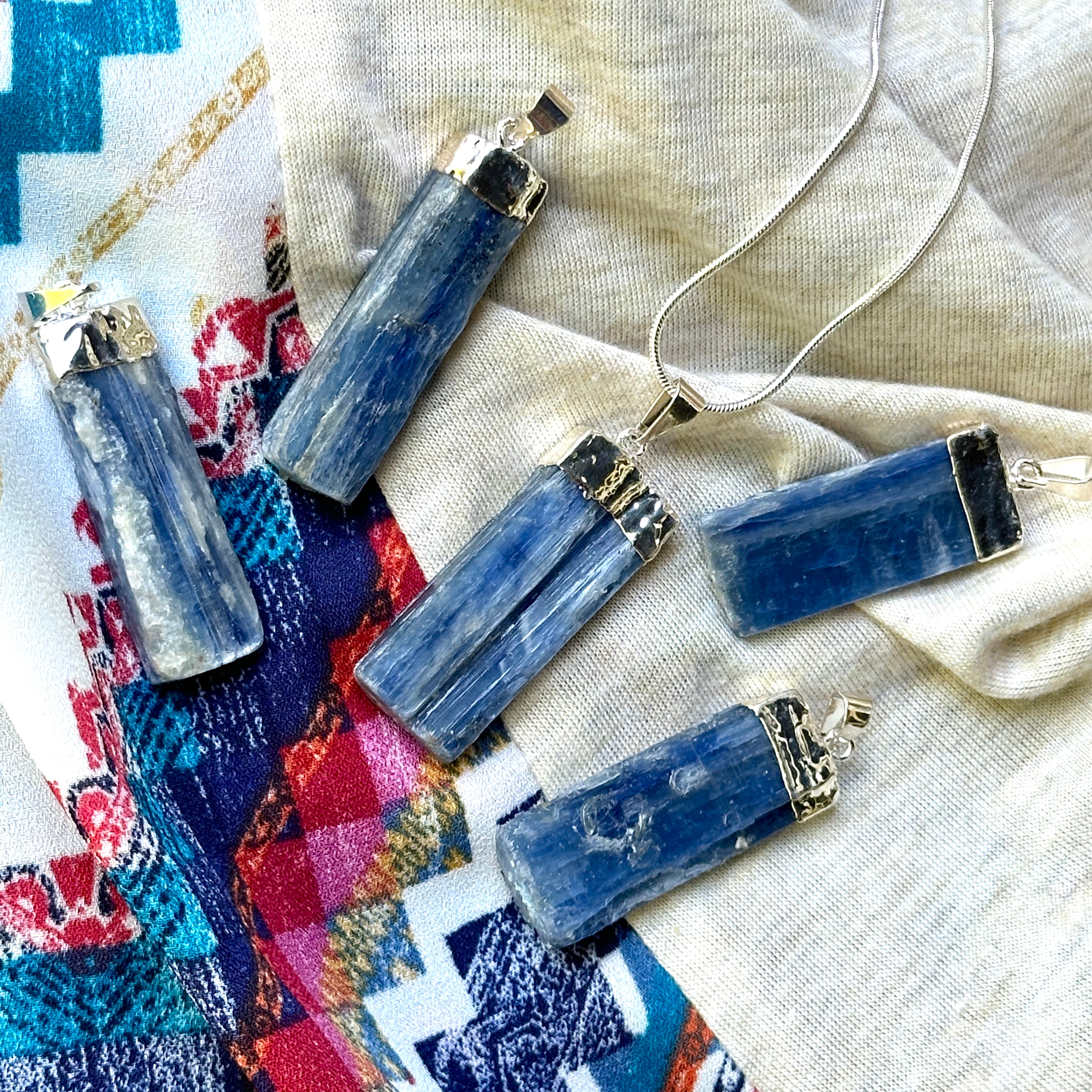 Gorgeous Authentic Blue Kyanite Pendant on Silver Chain