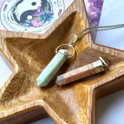 2 Piece Gemstone Pendant Set with Necklace Cord! Peach Moonstone and Amazonite