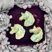 Uplifting Unakite Stone Unicorn Head Carvings