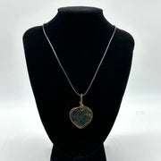 Antique Brass Pendant with Flashy Labradorite Gemstone Heart