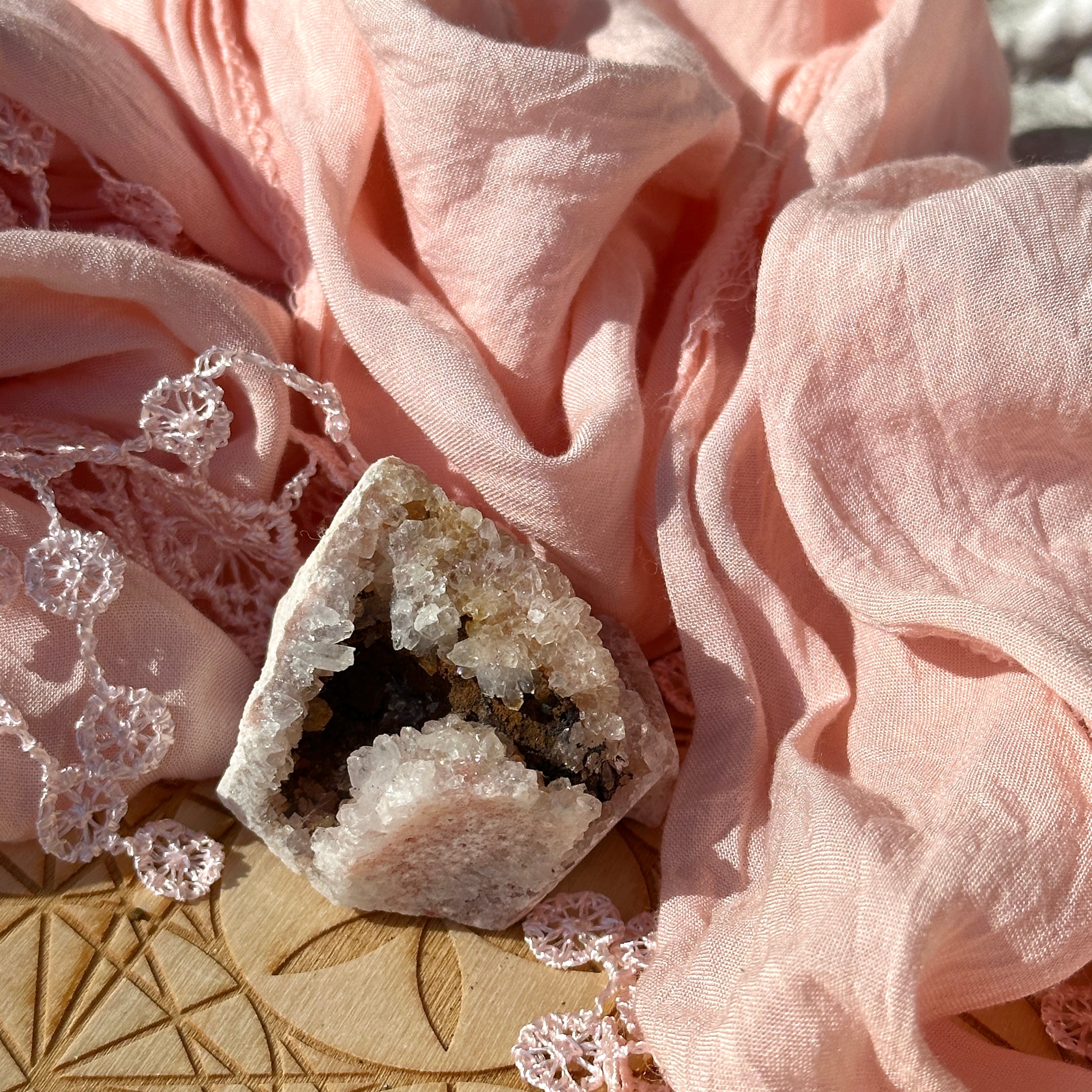 Gentle Pink Amethyst Druzy Free Form with Crystal Caves