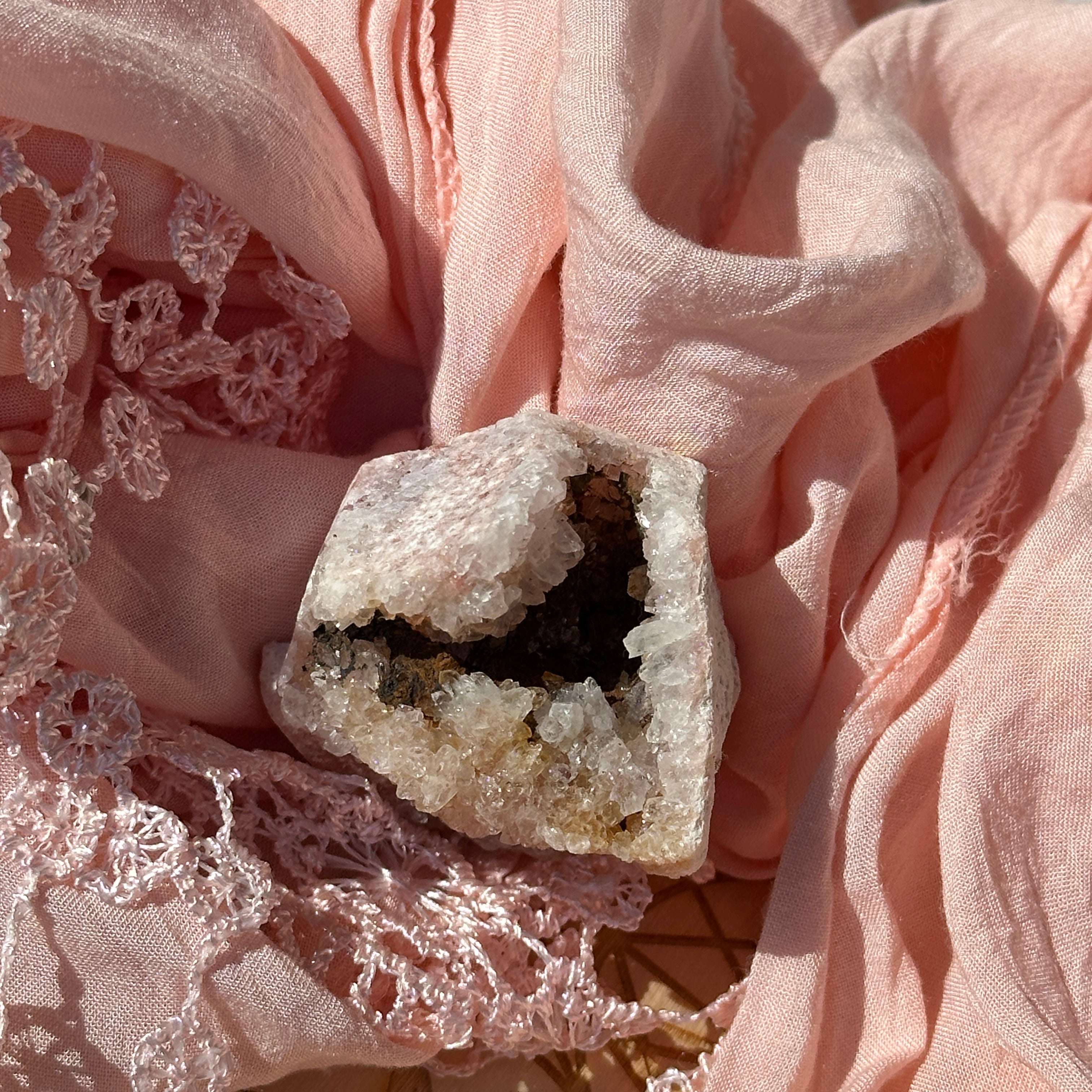Gentle Pink Amethyst Druzy Free Form with Crystal Caves