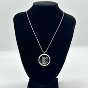 Natural Floating Danburite Points in Glass Locket Stainless Steel Pendant (Includes Silver Chain)
