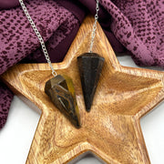 Ground and Connect~ Set of Two Gemstone Tapered Pendulums ~ Bronzite and Tiger's Eye