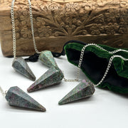 Regal Ruby in Fuchsite Gemstone Tapered Pendulum for Attunement