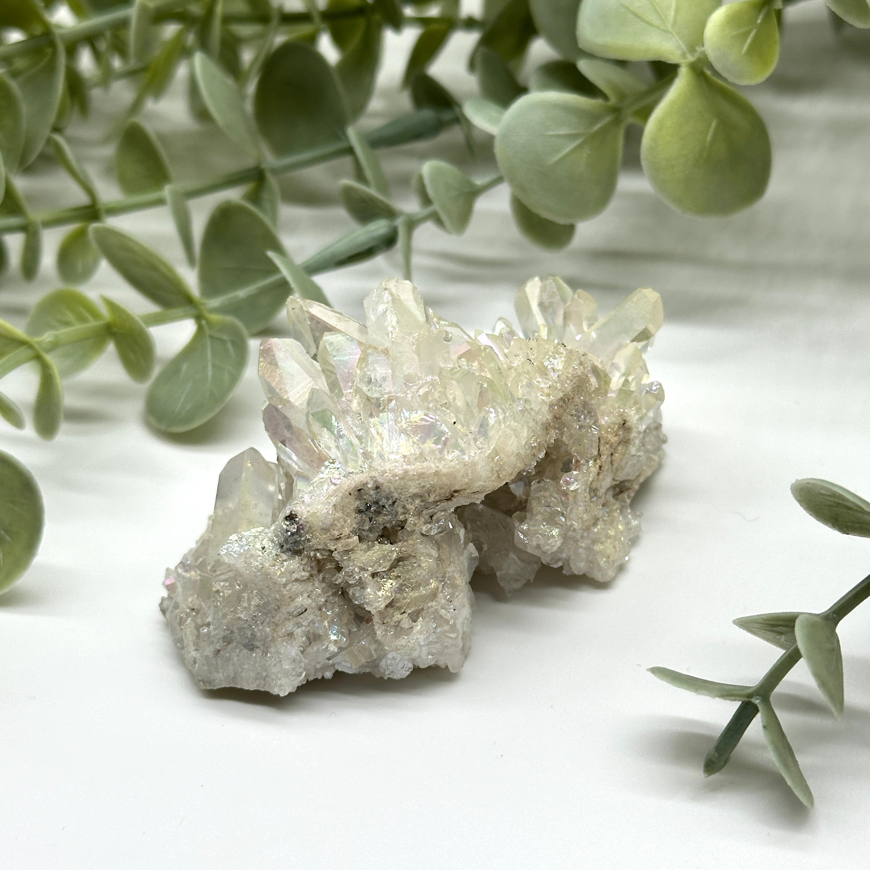 Angel Aura Clear Rainbow Quartz Crystal Cluster of Sparkles