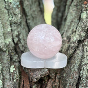 Rose Quartz Sphere from Brazil - Includes Carved Selenite Stand