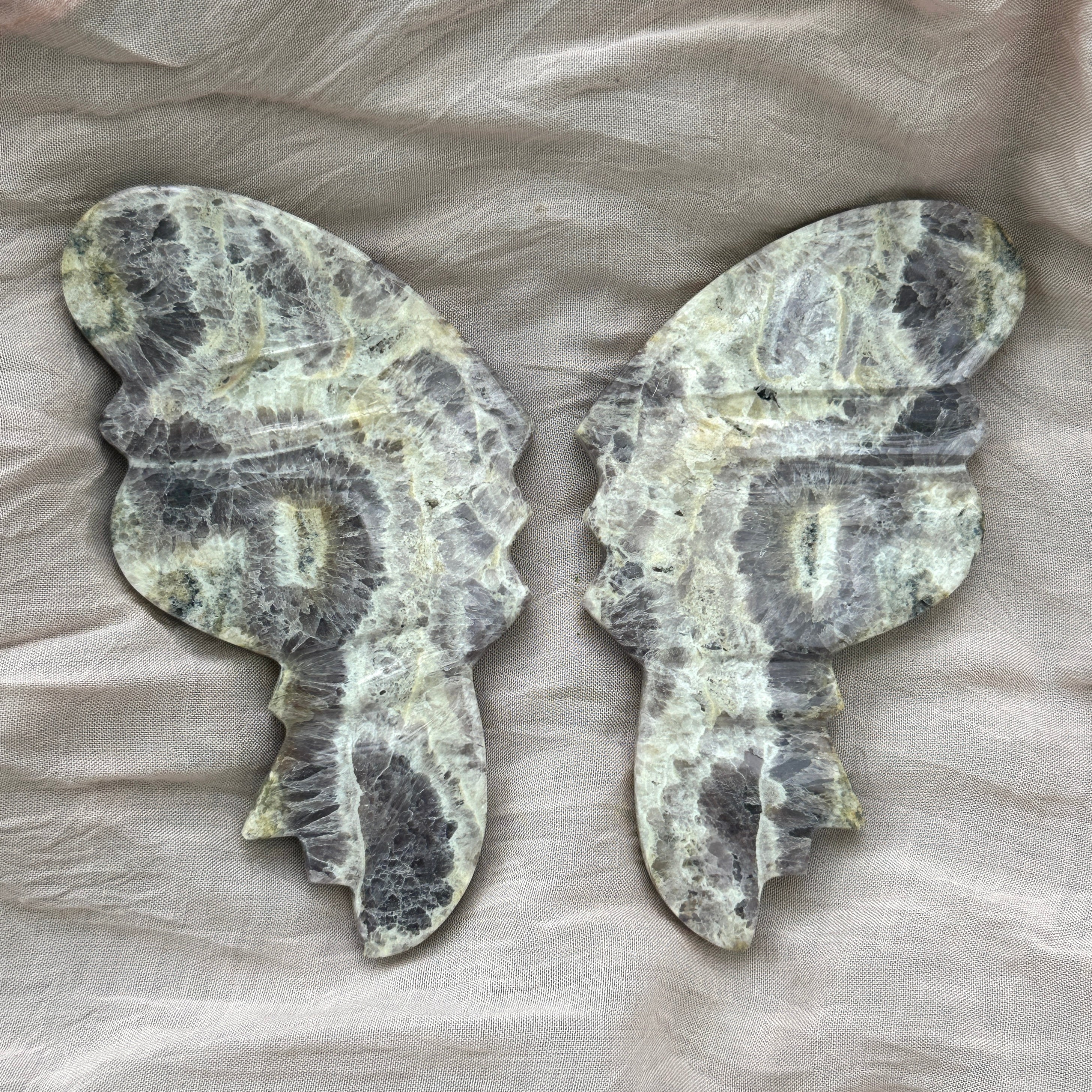 Magical Chevron Amethyst Fairy Wing Carvings from Indonesia