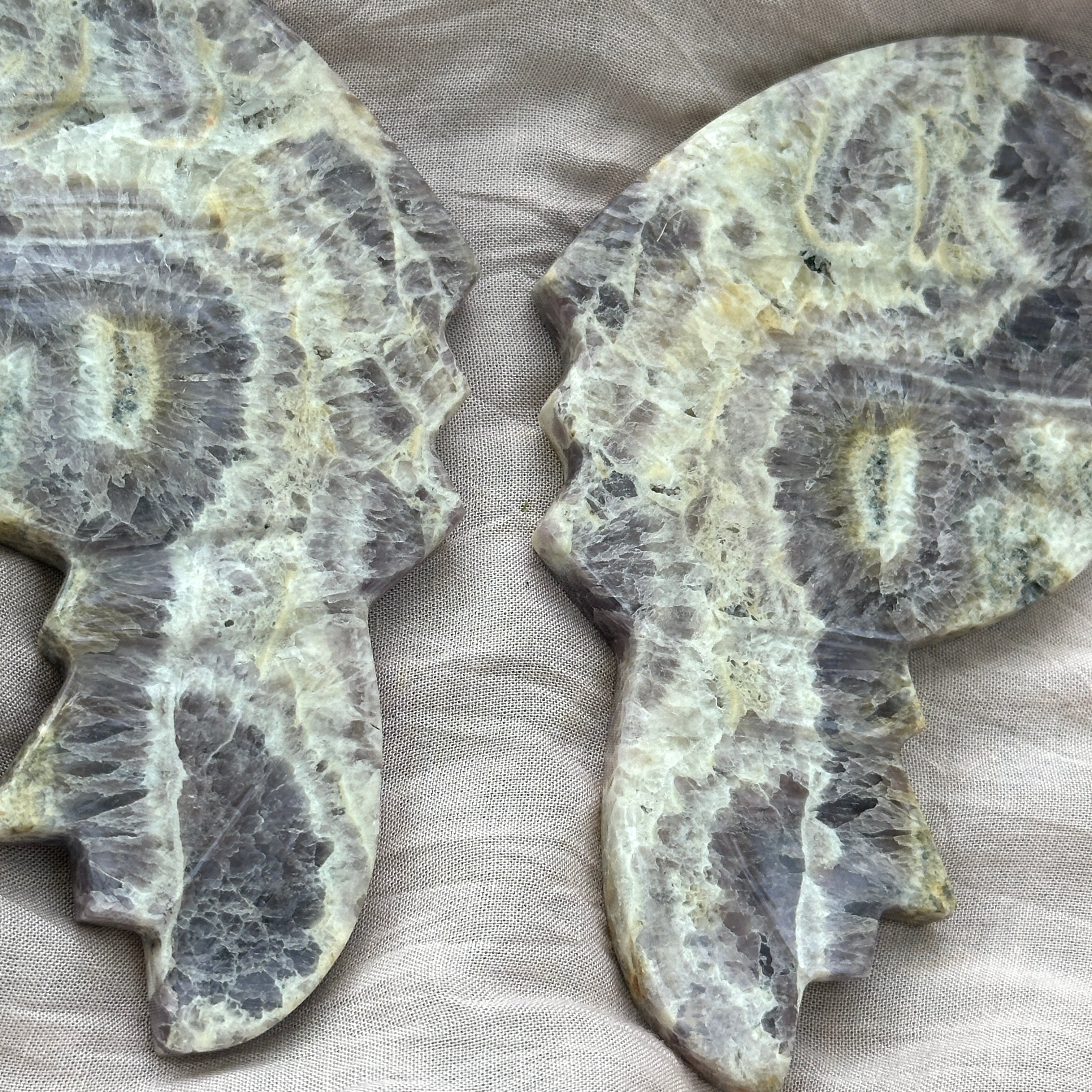 Magical Chevron Amethyst Fairy Wing Carvings from Indonesia