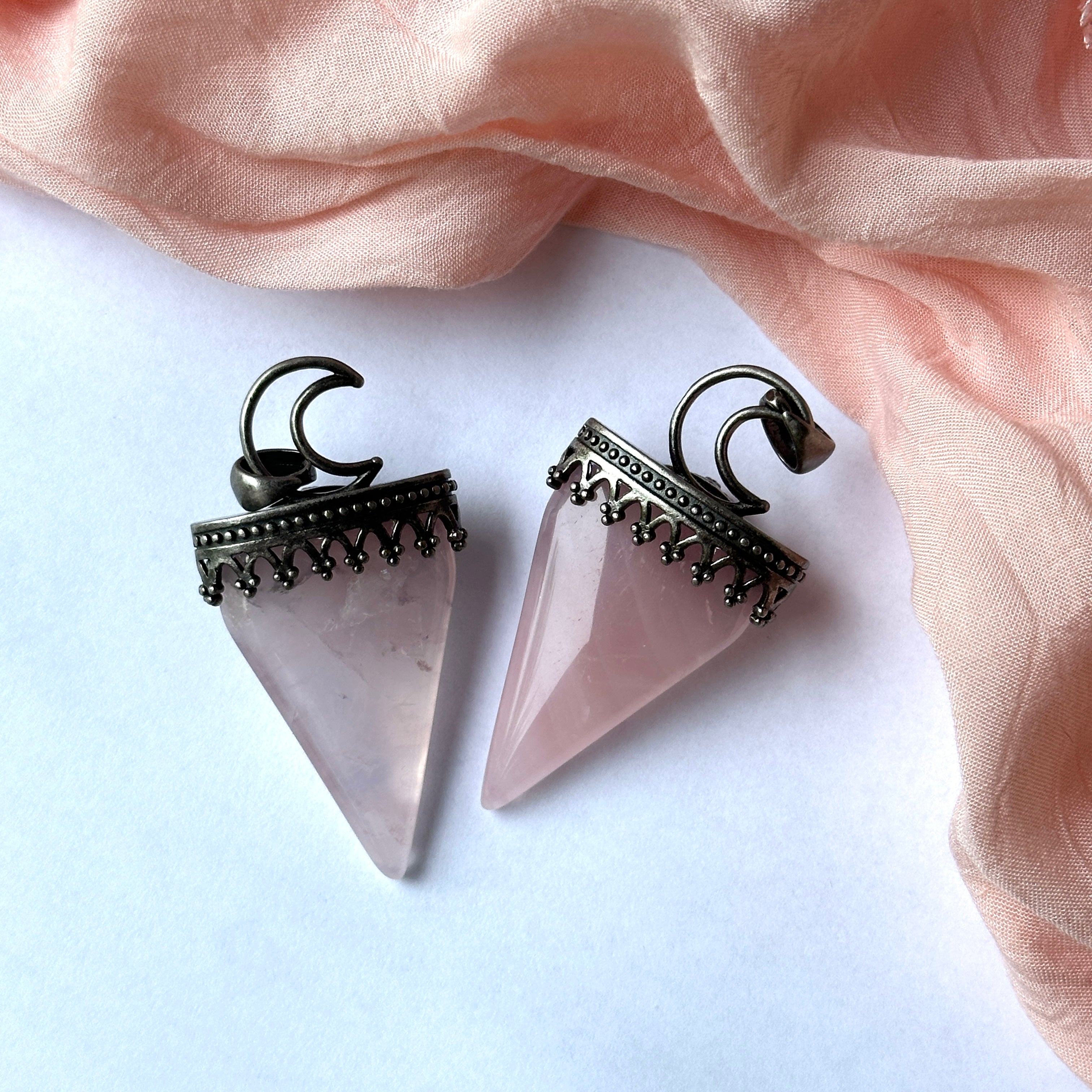 Rose Quartz Pendant with Amethyst Accent - Includes Necklace Cord