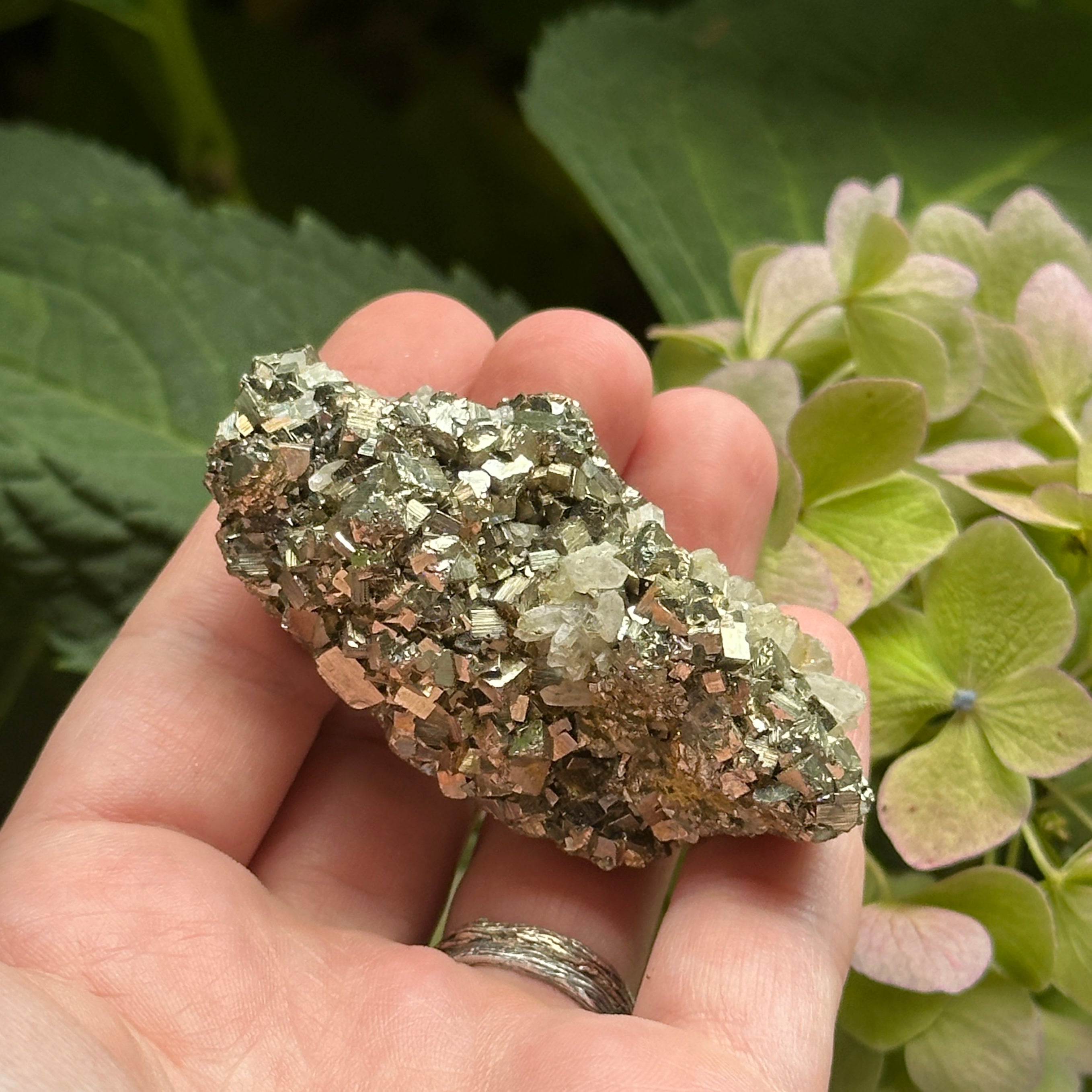 Peruvian Pyrite with Dogtooth Calcite