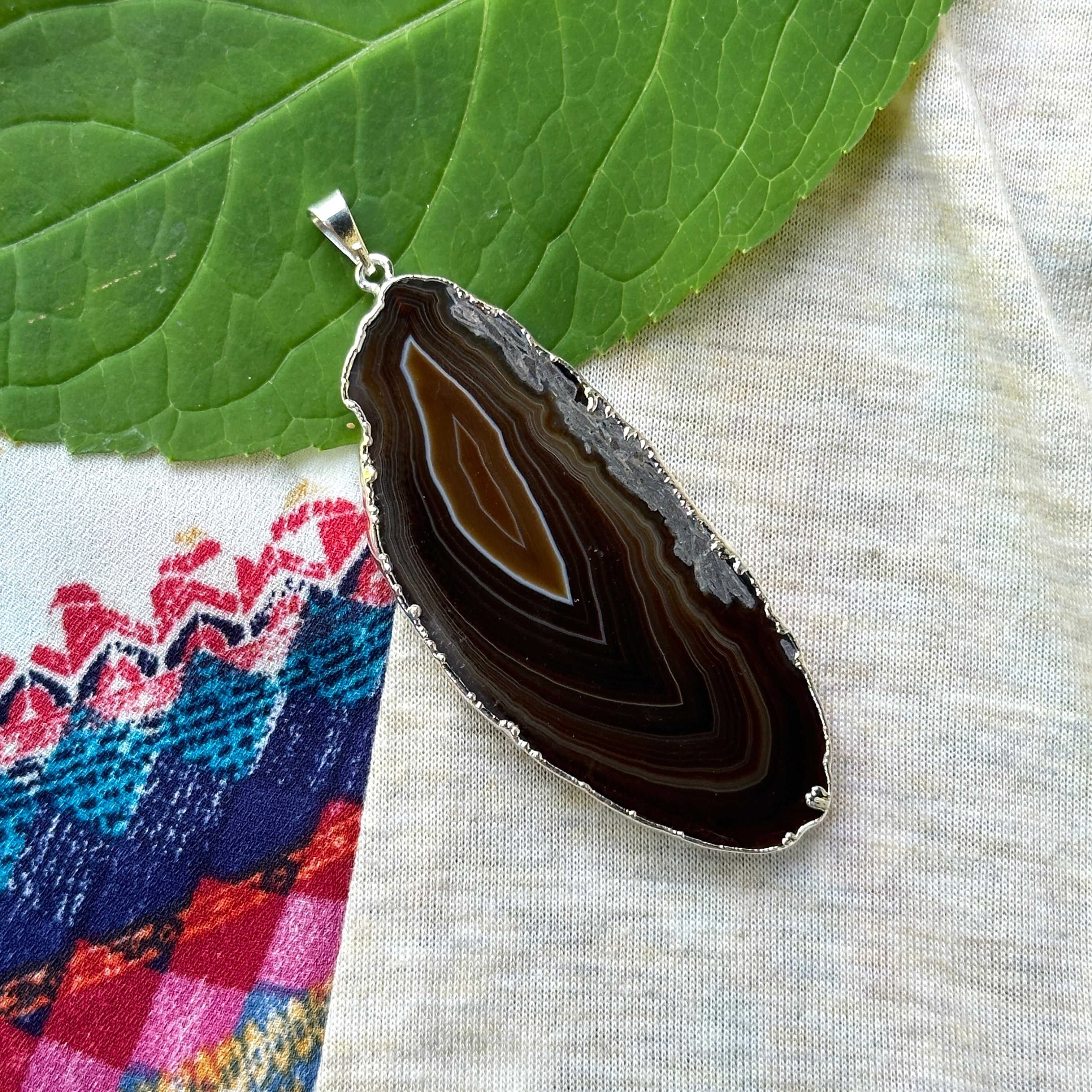 Brown Agate Slice Pendant