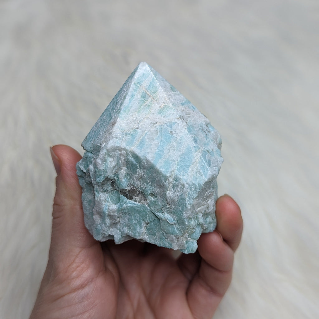 RESERVED | Watery Blue Amazonite Polished Standing Point - Earth Family Crystals